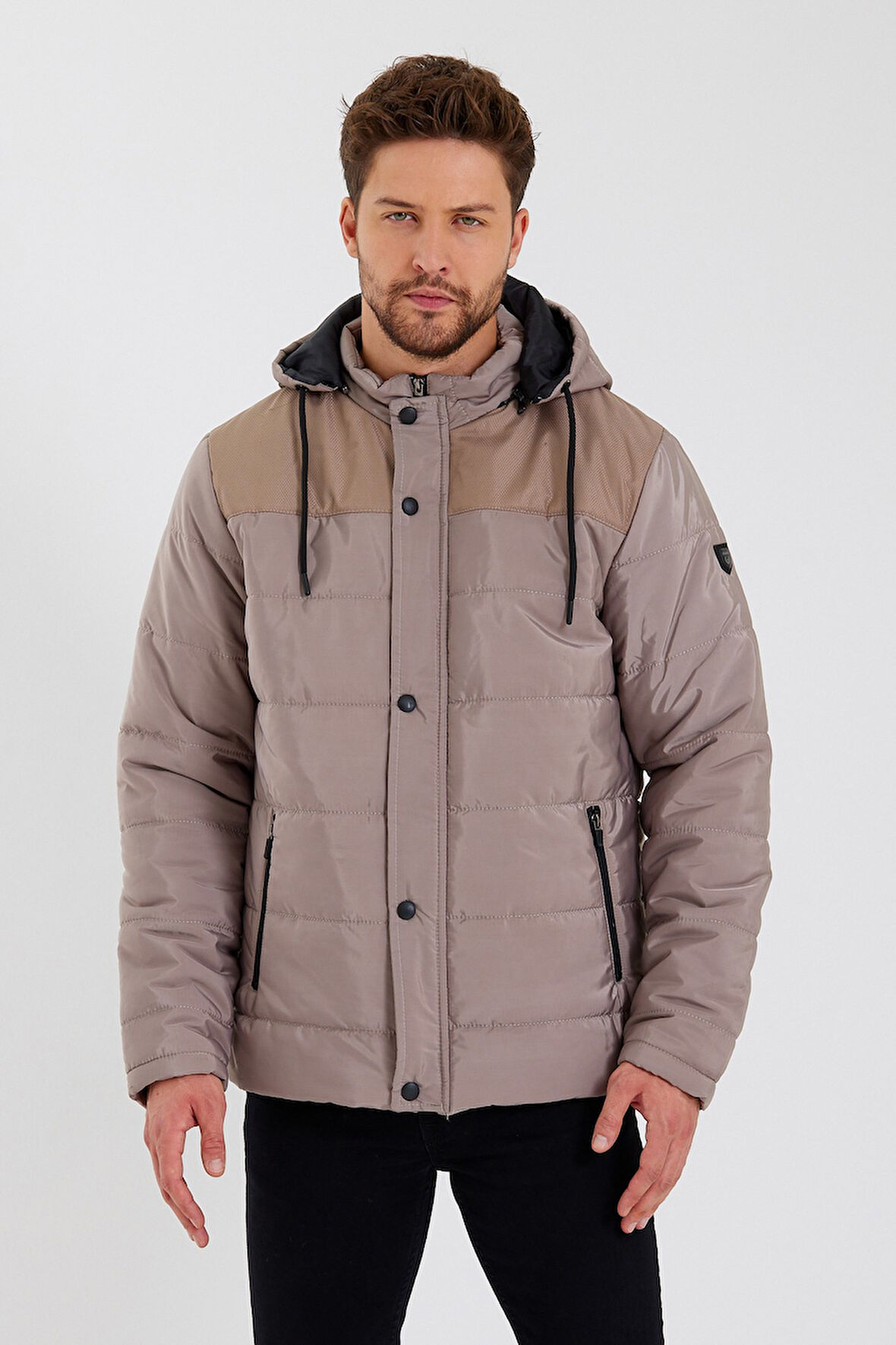 Erkek Krem Çıkarılabilir Kapüşonlu İç Cepli İçi Kürkü Yıkanabilir Kapütone Mont&Kaban