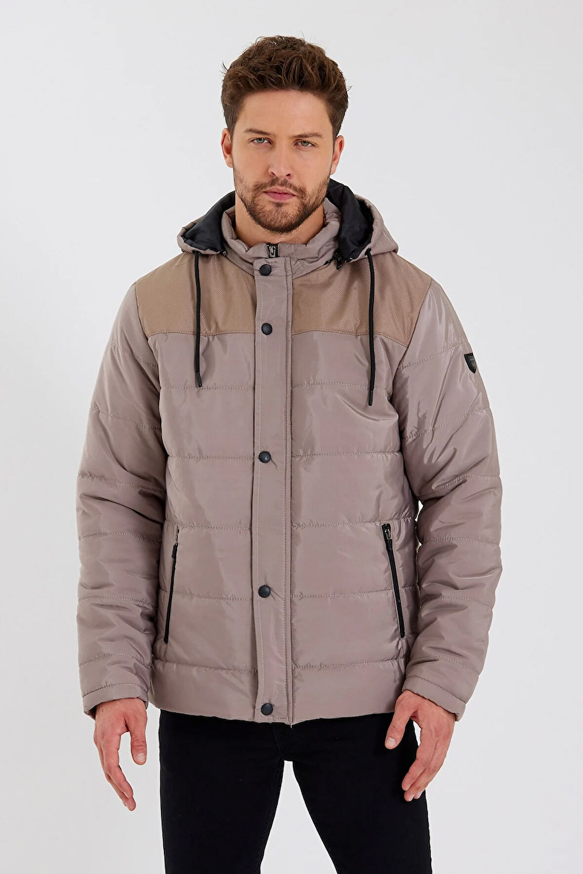 Erkek Krem Çıkarılabilir Kapüşonlu İç Cepli İçi Kürkü Yıkanabilir Kapütone Mont&Kaban