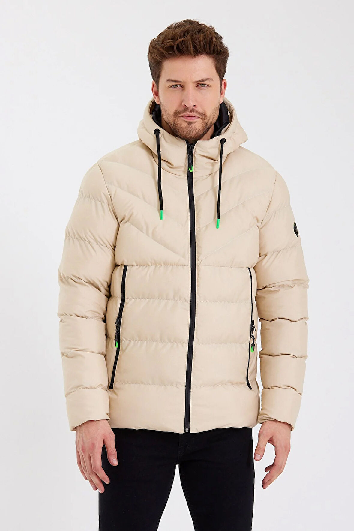 SİVAİST YENİ SEZON ERKEK KREM SU VE RÜZGAR GEÇİRMEZ KAPÜŞONLU KALIN İÇİ KÜRKLÜ ŞİŞME KABAN&MONT