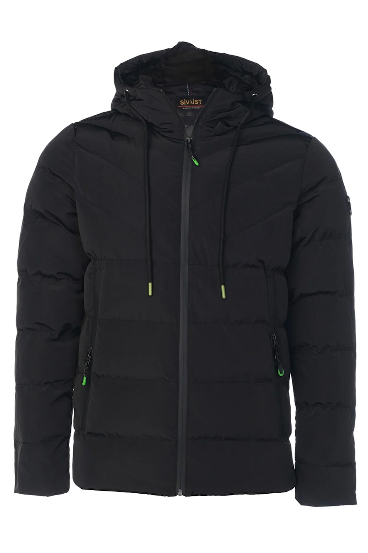 SİVAİST ERKEK SİYAH SU VE RÜZGAR GEÇİRMEZ KAPÜŞONLU KALIN İÇİ KÜRKLÜ ŞİŞME KABAN&MONT