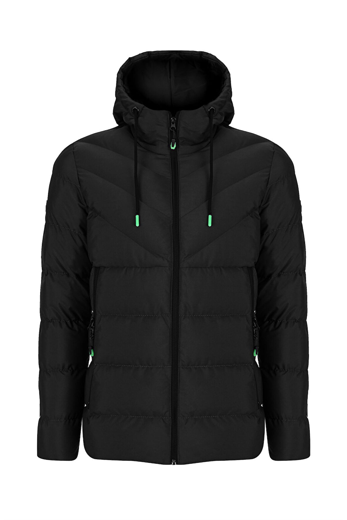 SİVAİST YENİ SEZON ERKEK SİYAH SU VE RÜZGAR GEÇİRMEZ KAPÜŞONLU KALIN ŞİŞME MİGROGELLİ KABAN & MONT