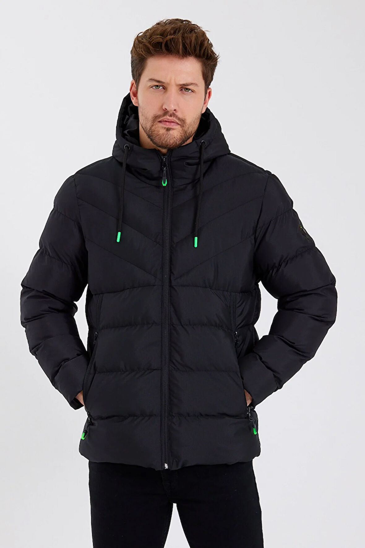 SİVAİST YENİ SEZON ERKEK SİYAH SU VE RÜZGAR GEÇİRMEZ KAPÜŞONLU KALIN İÇİ KÜRKLÜ ŞİŞME KABAN&MONT