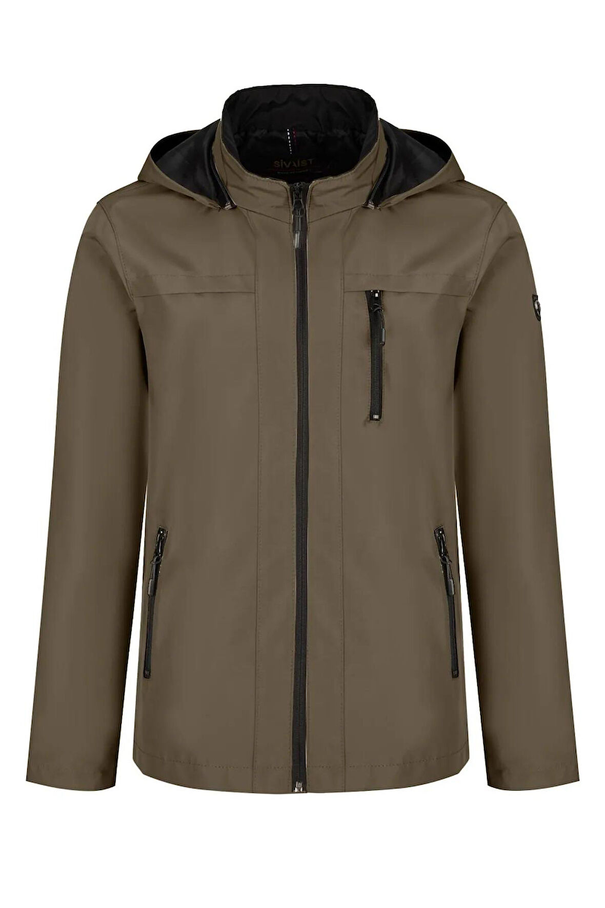 Erkek Yeşil %100 Su Geçirmez İç Cepli Çıkartılabilir Kapüşonlu Yazlık Mont