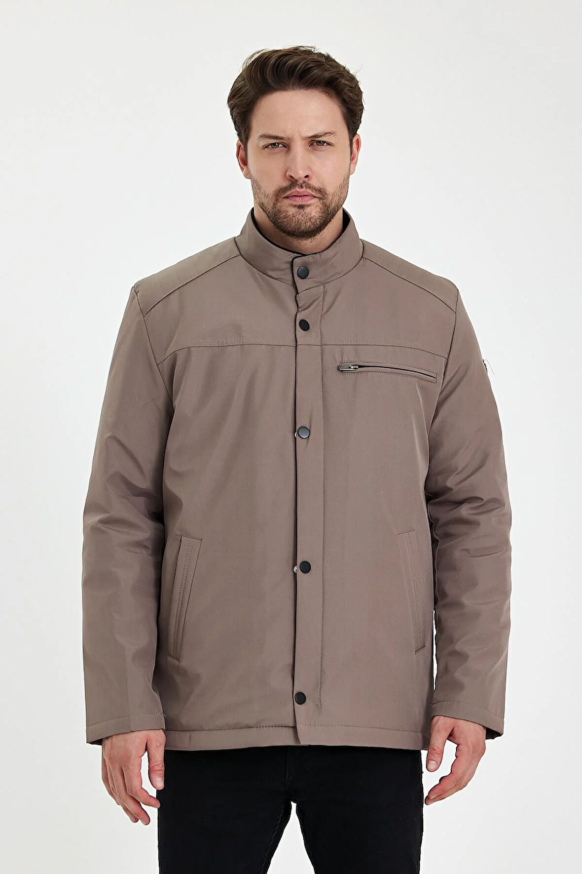 Krem İçi Kalın Kürklü Klasik Rüzgar Ve Su Geçirmez Mont&Kaban