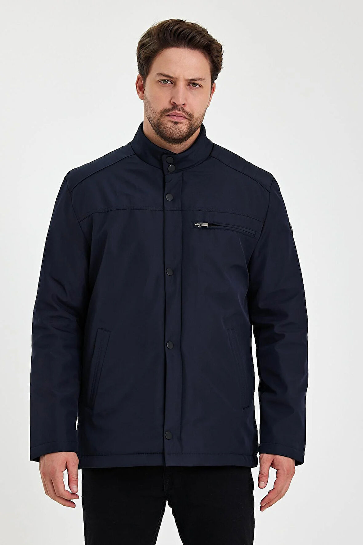 Lacivert İçi Kalın Kürklü Klasik Rüzgar Ve Su Geçirmez Mont&Kaban