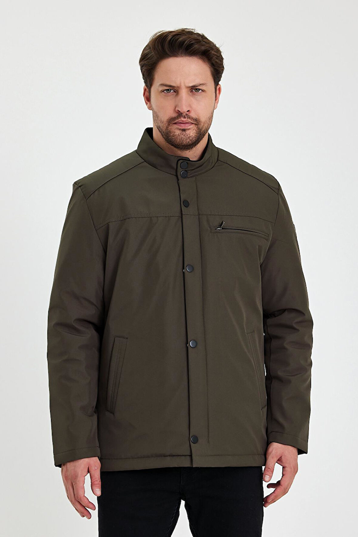 Yeşil İçi Kalın Kürklü Klasik Rüzgar Ve Su Geçirmez Mont&Kaban