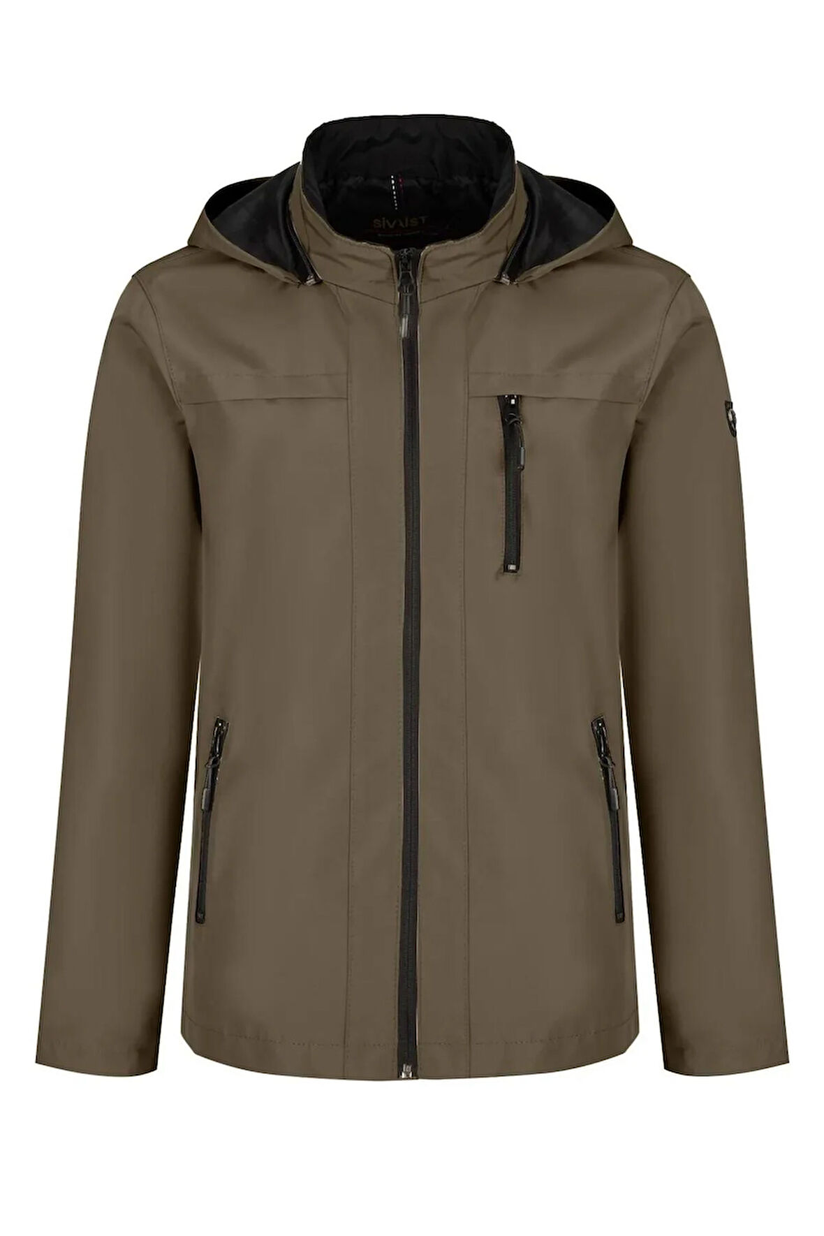 Erkek Yeşil %100 Su Geçirmez İç Cepli Çıkartılabilir Kapüşonlu Yazlık Mont