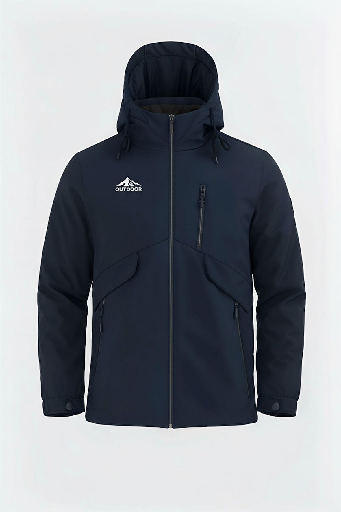Erkek Lacivert Outdoor Su İtici Kapüşonlu Kaban – Rüzgar Geçirmez, Hafif ve Dayanıklı