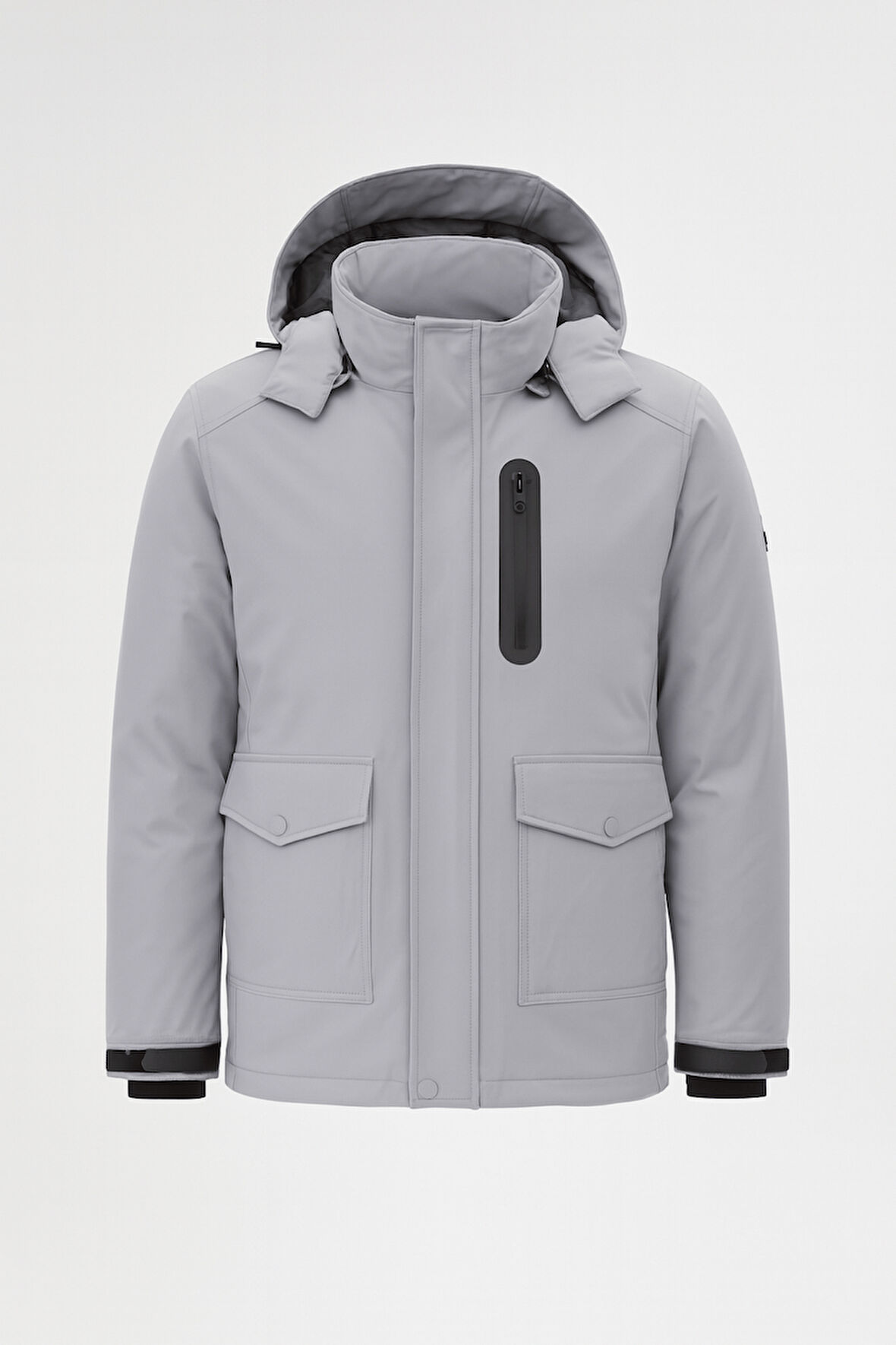 Erkek Gri Outdoor Su Geçirmez Kapüşonlu Kışlık Kaban – Rüzgar ve Yağmura Dayanıklı