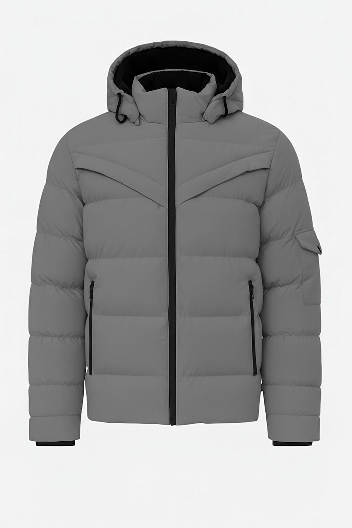 Erkek Gri Erkek Outdoor Su Geçirmez Kapüşonlu Kışlık Kaban – Rüzgar ve Yağmura Dayanıklı  Mont&Kaban