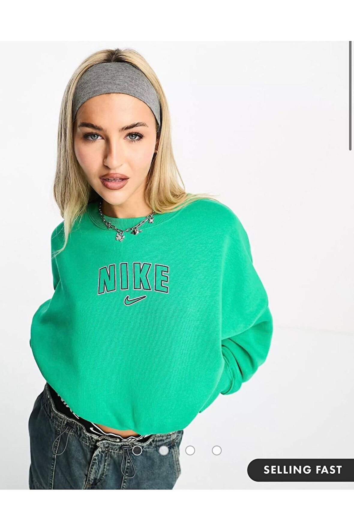 Sportswear Phoenix Fleece Oversized Cropped Crew Printed Kadın Sweatshirt NDDSPORT