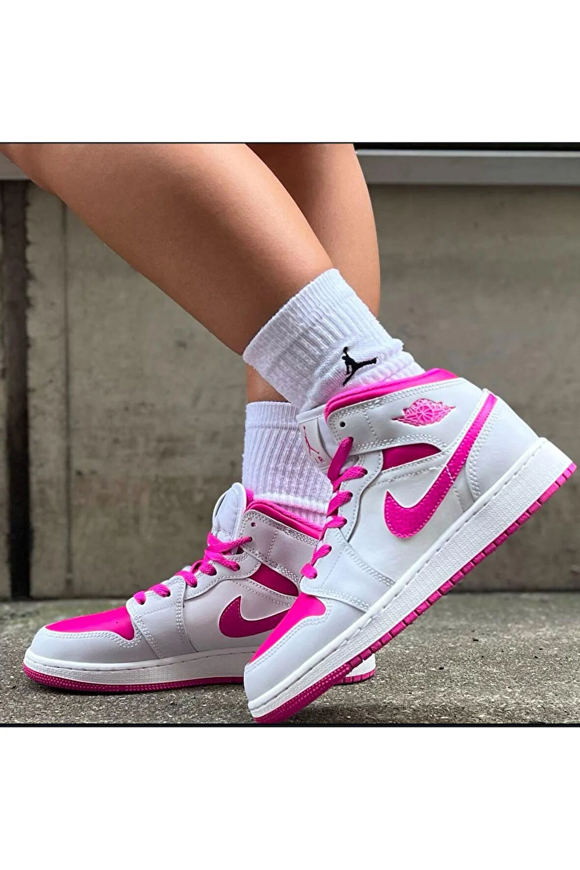 Air Jordan 1 Mid Bred Toe (W) Unisex Spor Ayakkabı