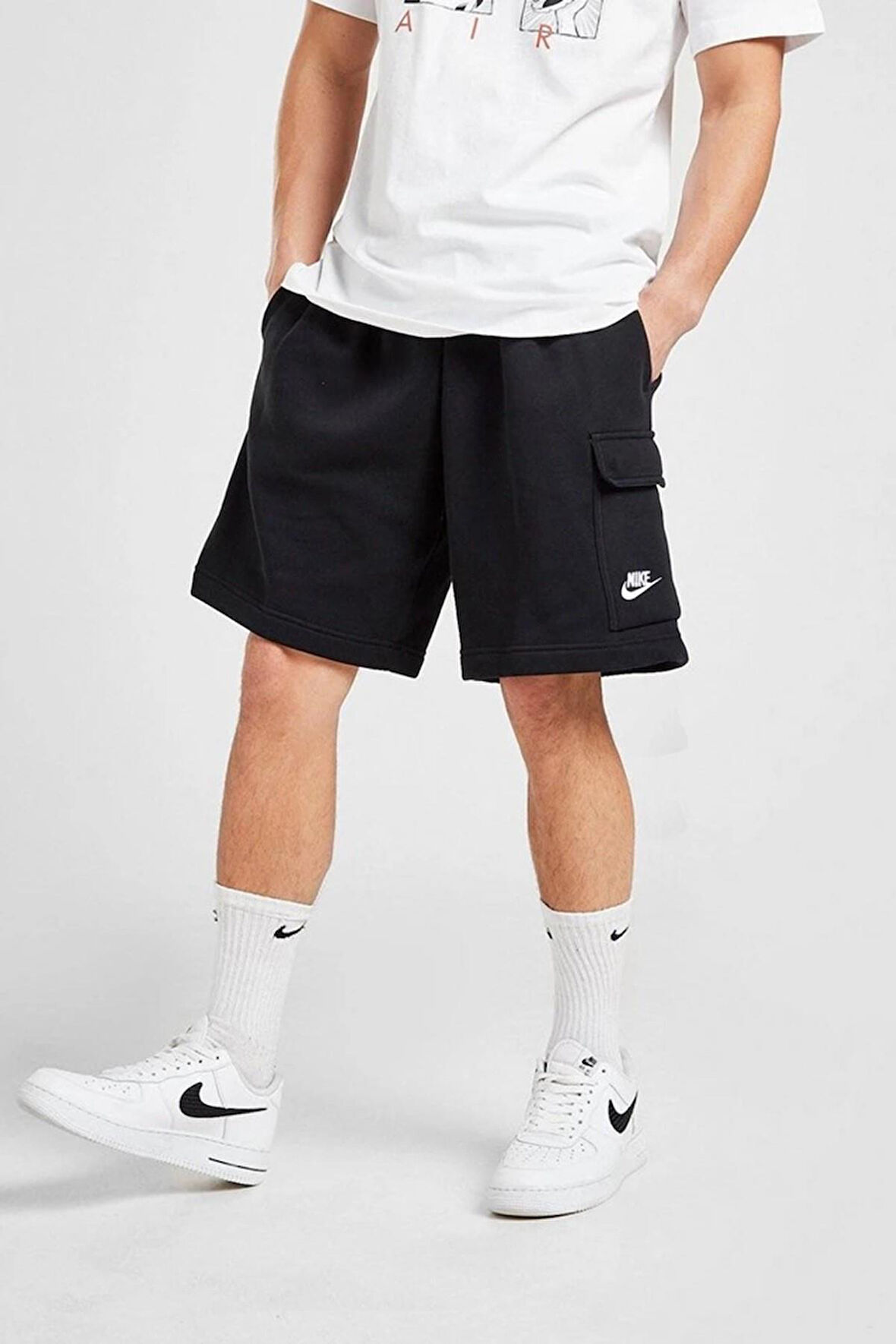 Sportswear Club Men's Cargo Shorts Erkek Pamuklu Kargo Şort Siyah