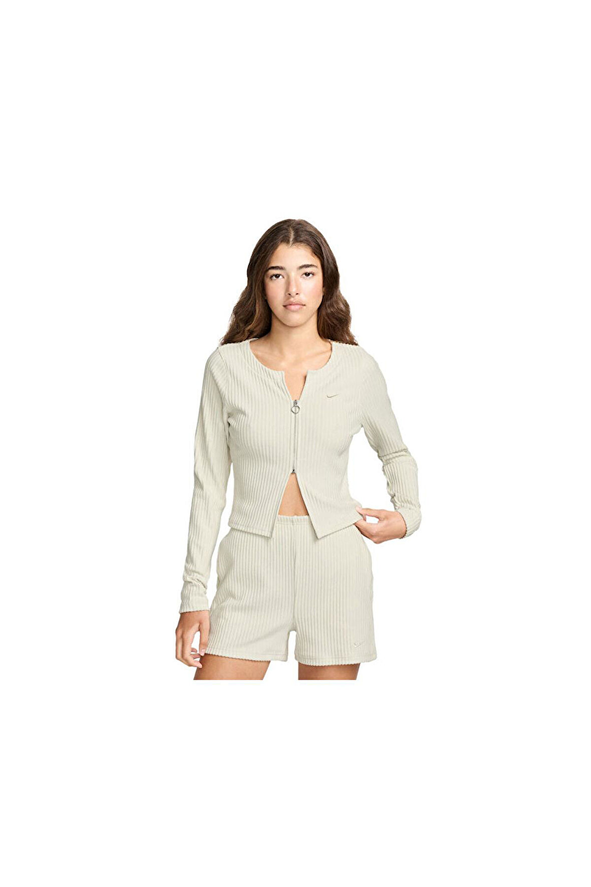 Kadın Günlük Ceket W Nsw Nk Chll Knt Rib Fz Crdgn FN3682-104 Krem