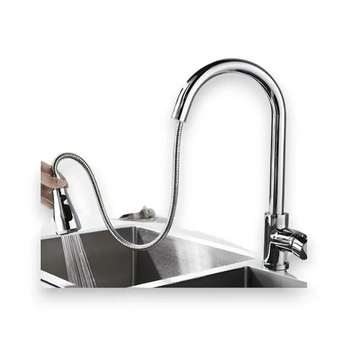Sardıcı Spiralli Mutfak Bataryası Krom Uzayan Sistemli Tazyik ve Basınç Ayarlı Duşlama  Armatür