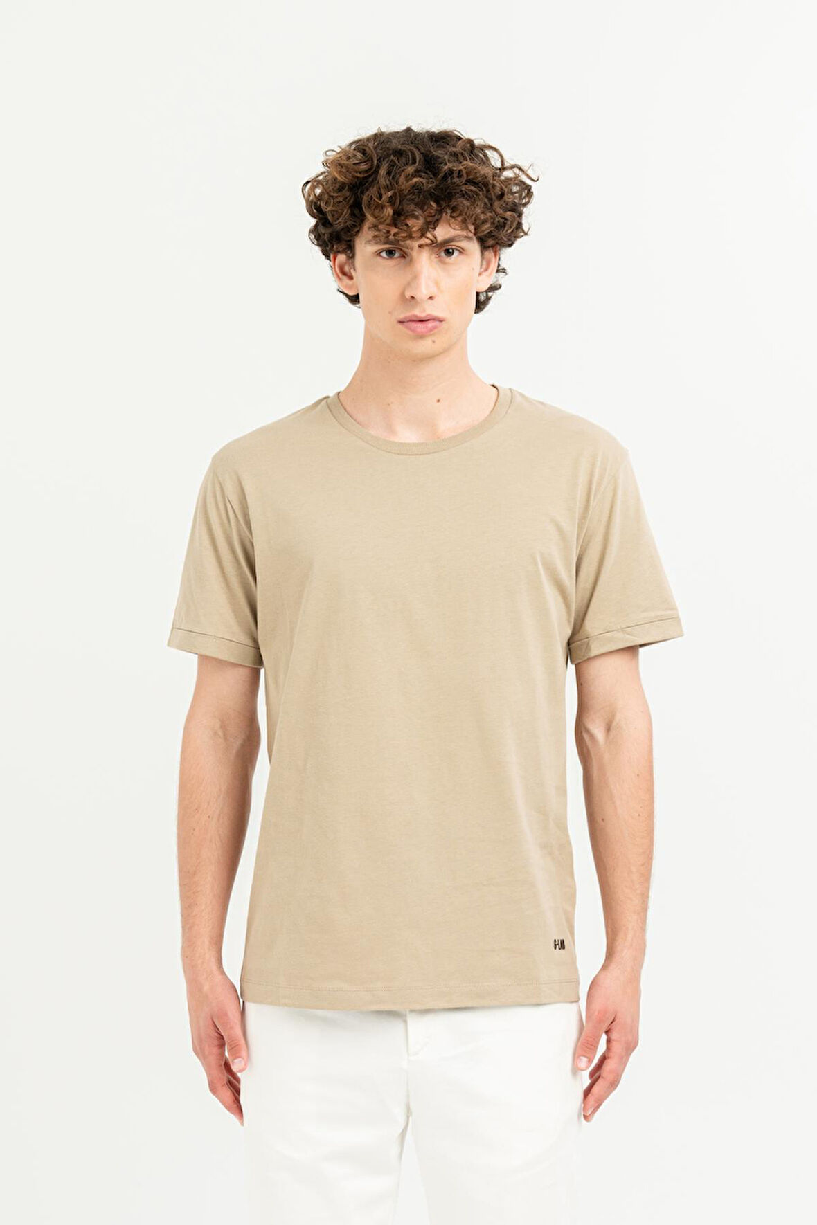Bisiklet Yaka Kol Ucu Duble %100 Pamuk Slim Fit Erkek T-shirt