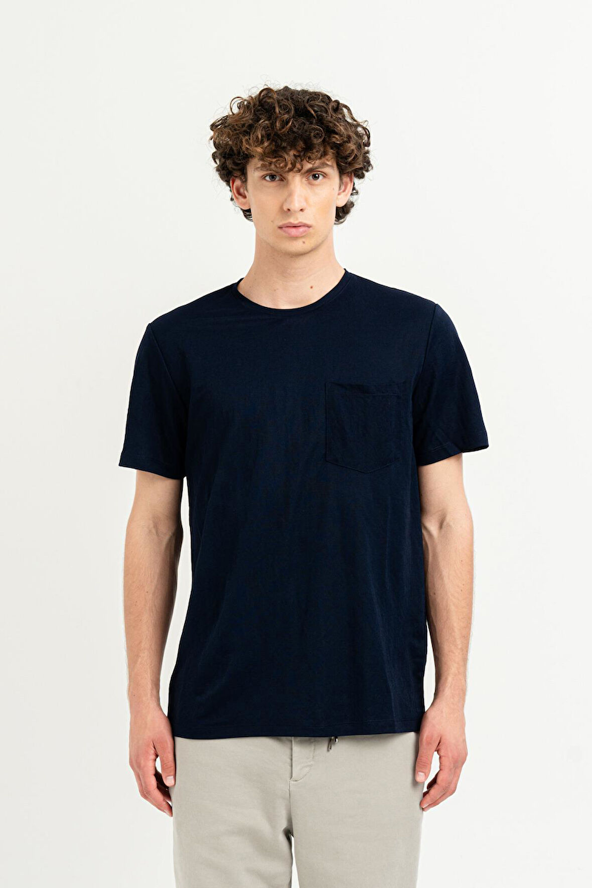 Göğüs Cepli Bisiklet Yaka Slim Fit Erkek T-shirt