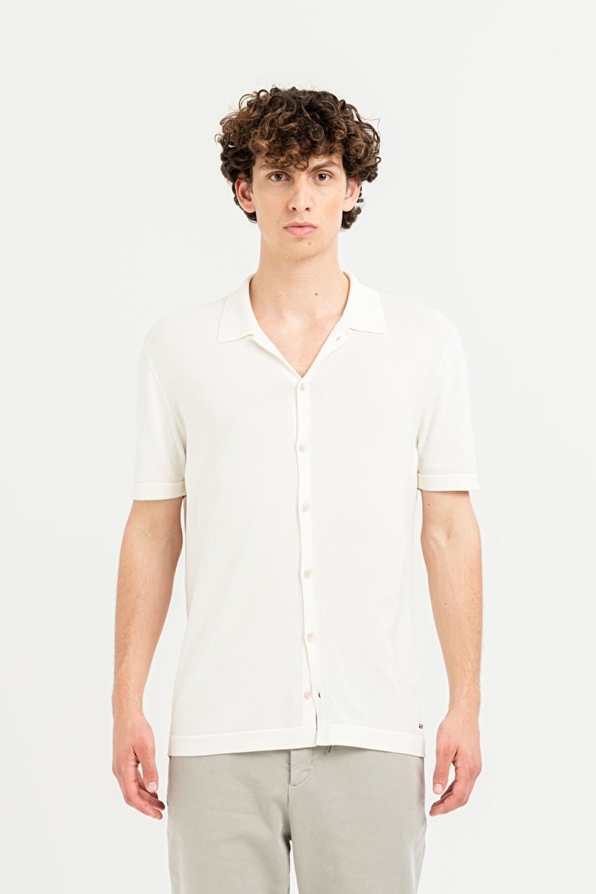 Kısa Kollu Slim Fit Triko Erkek Gömlek