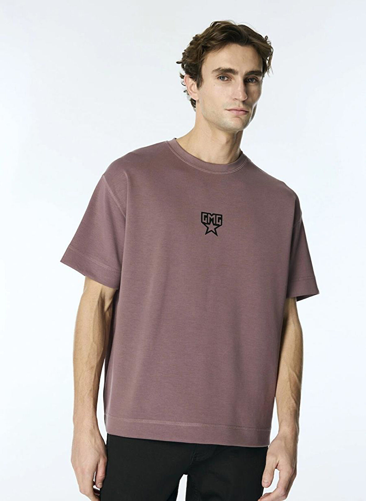 Bisiklet Yaka GMG Yıldız Baskılı Oversize Erkek T-shirt