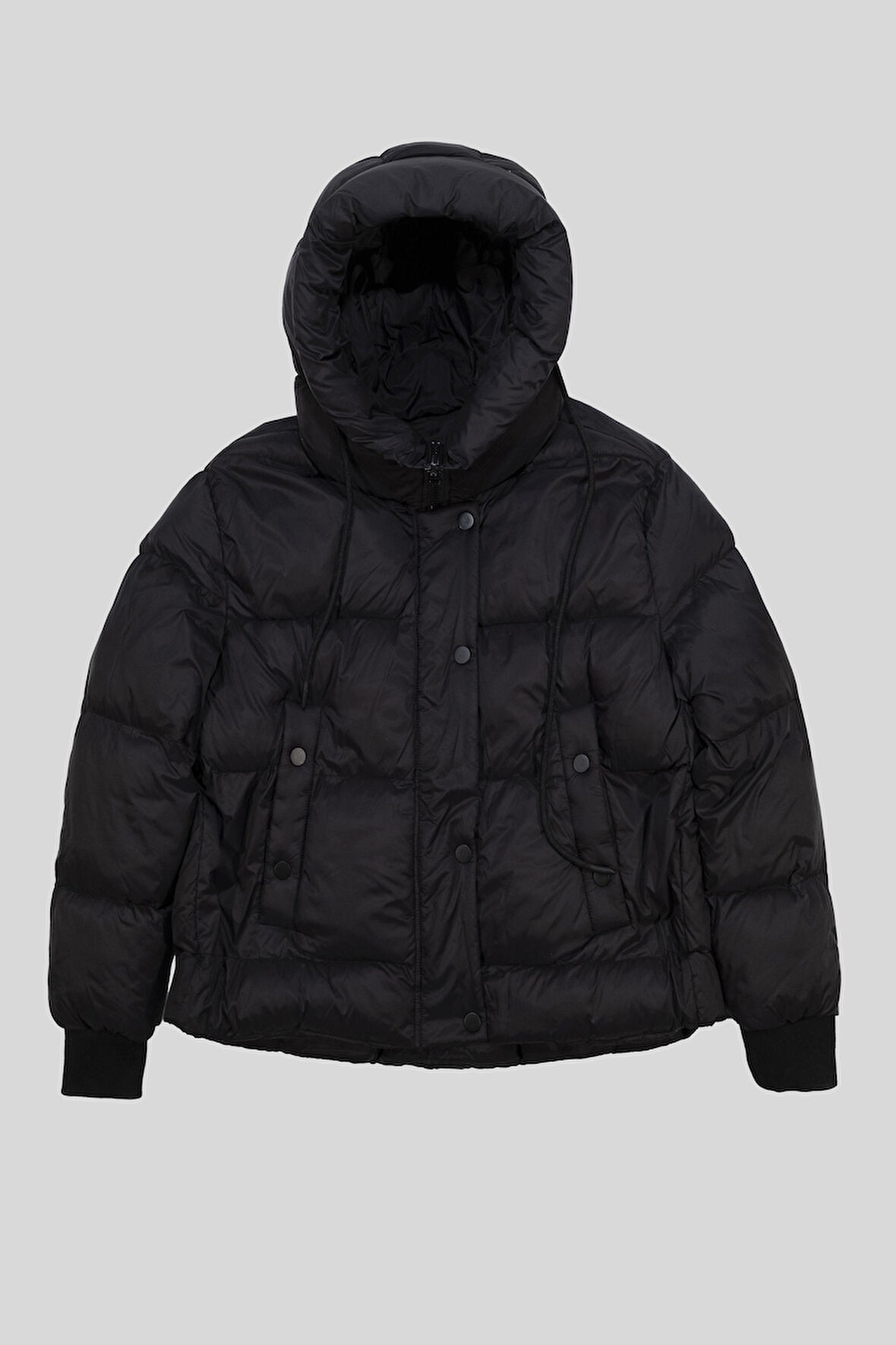 Kapüşon Yaka Kol Ucu Triko Kadın Mont