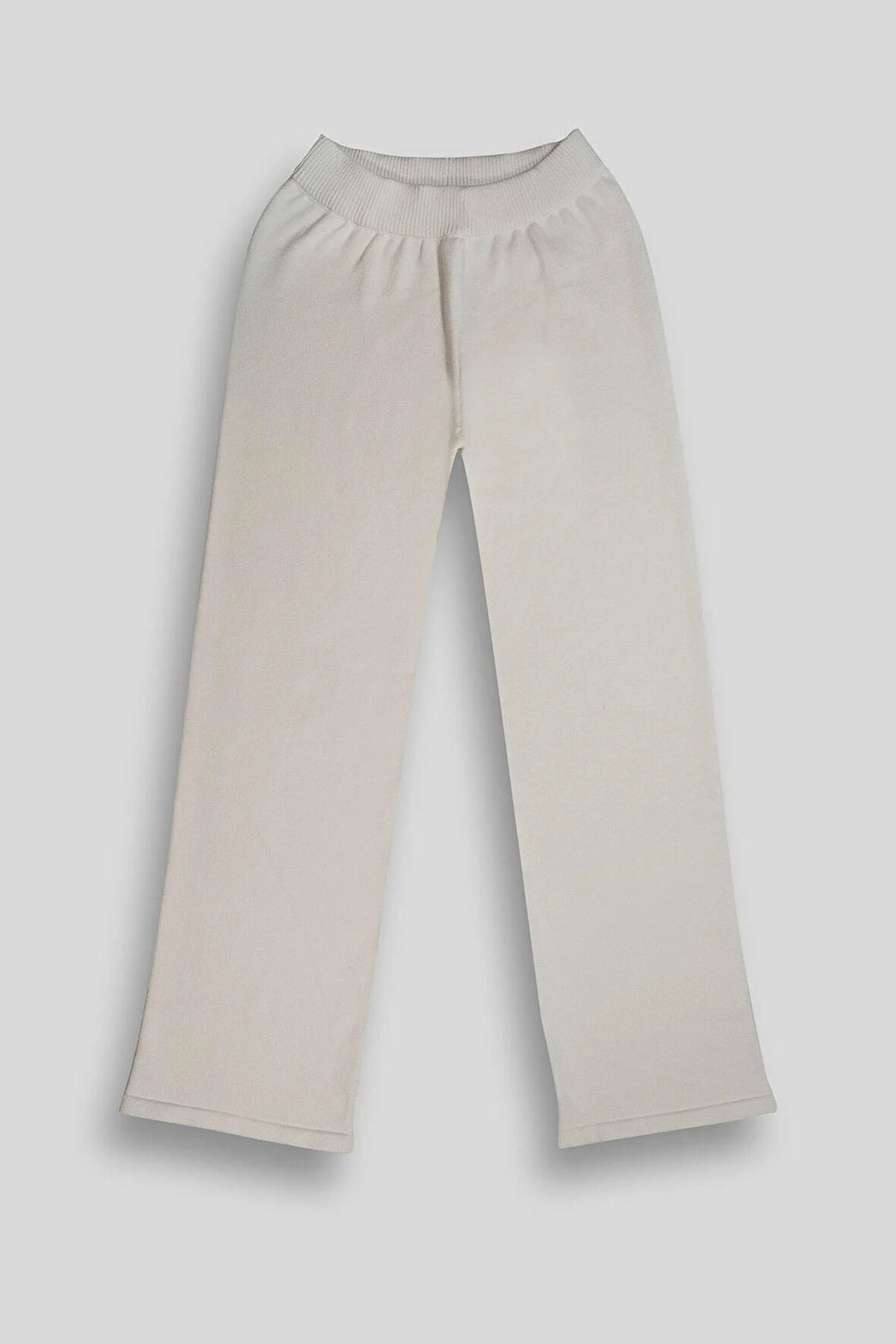 Beli Lastikli Wide Leg Örme Triko Kadın Pantolon