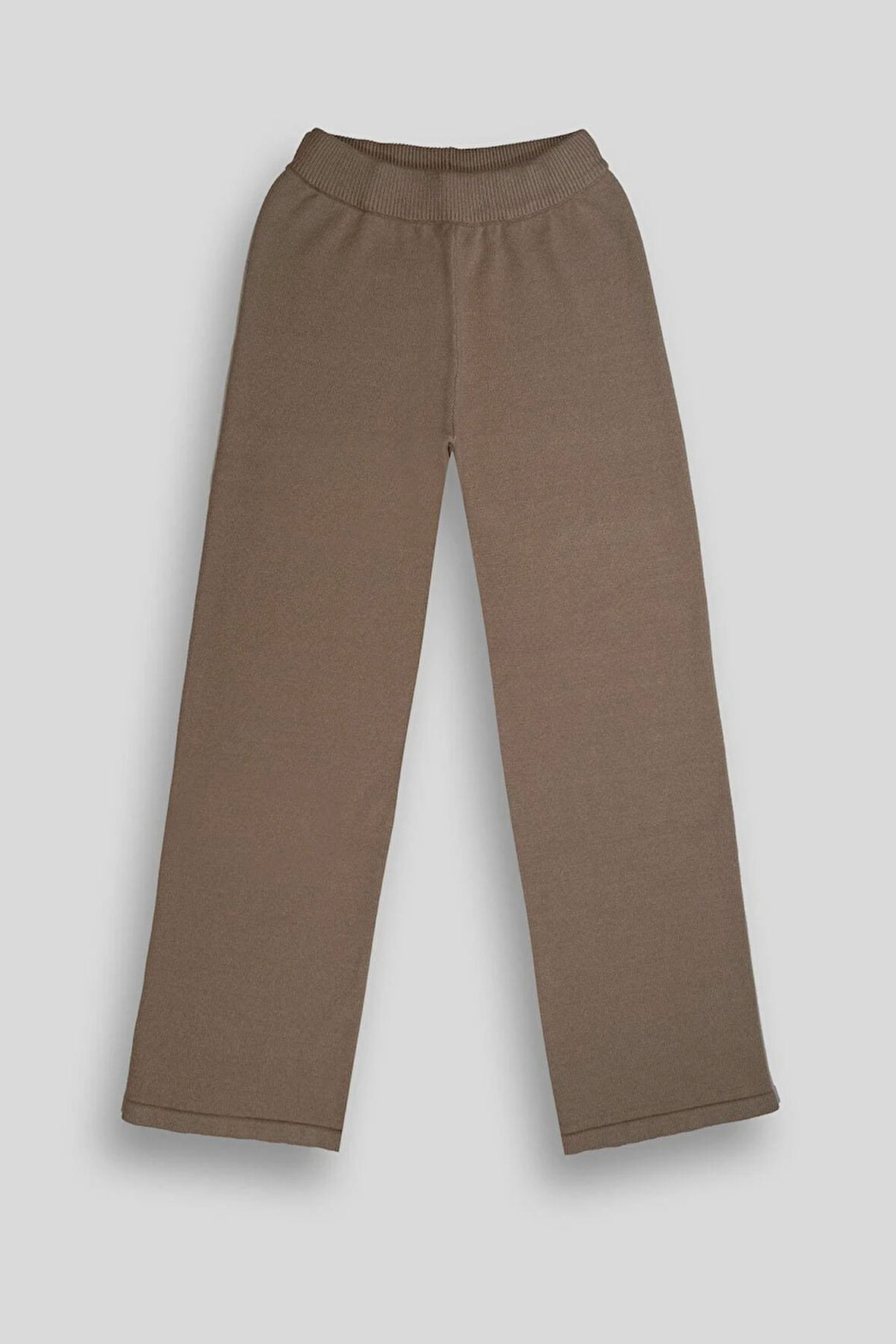 Beli Lastikli Wide Leg Örme Triko Kadın Pantolon