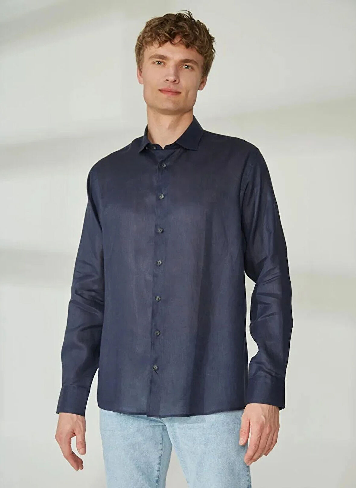 Gömlek Yaka %100 Keten Erkek Gömlek