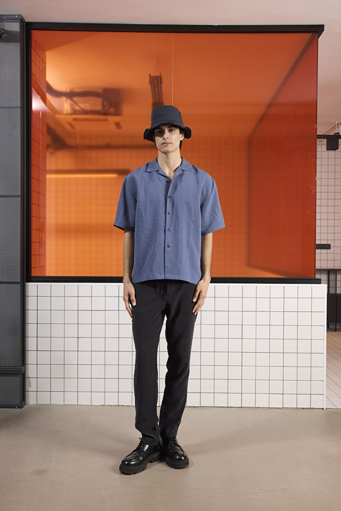 Apaj Yaka Çizgili Oversize Modal Gömlek