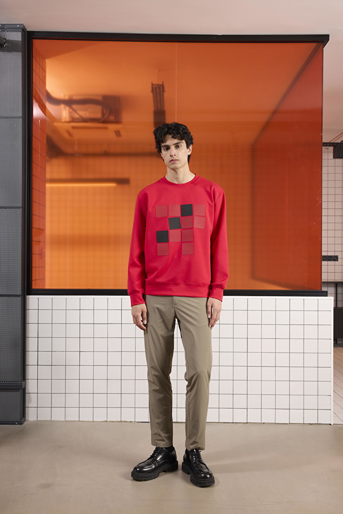 Bisiklet Yaka Baskılı Regular Fit Erkek Sweatshirt