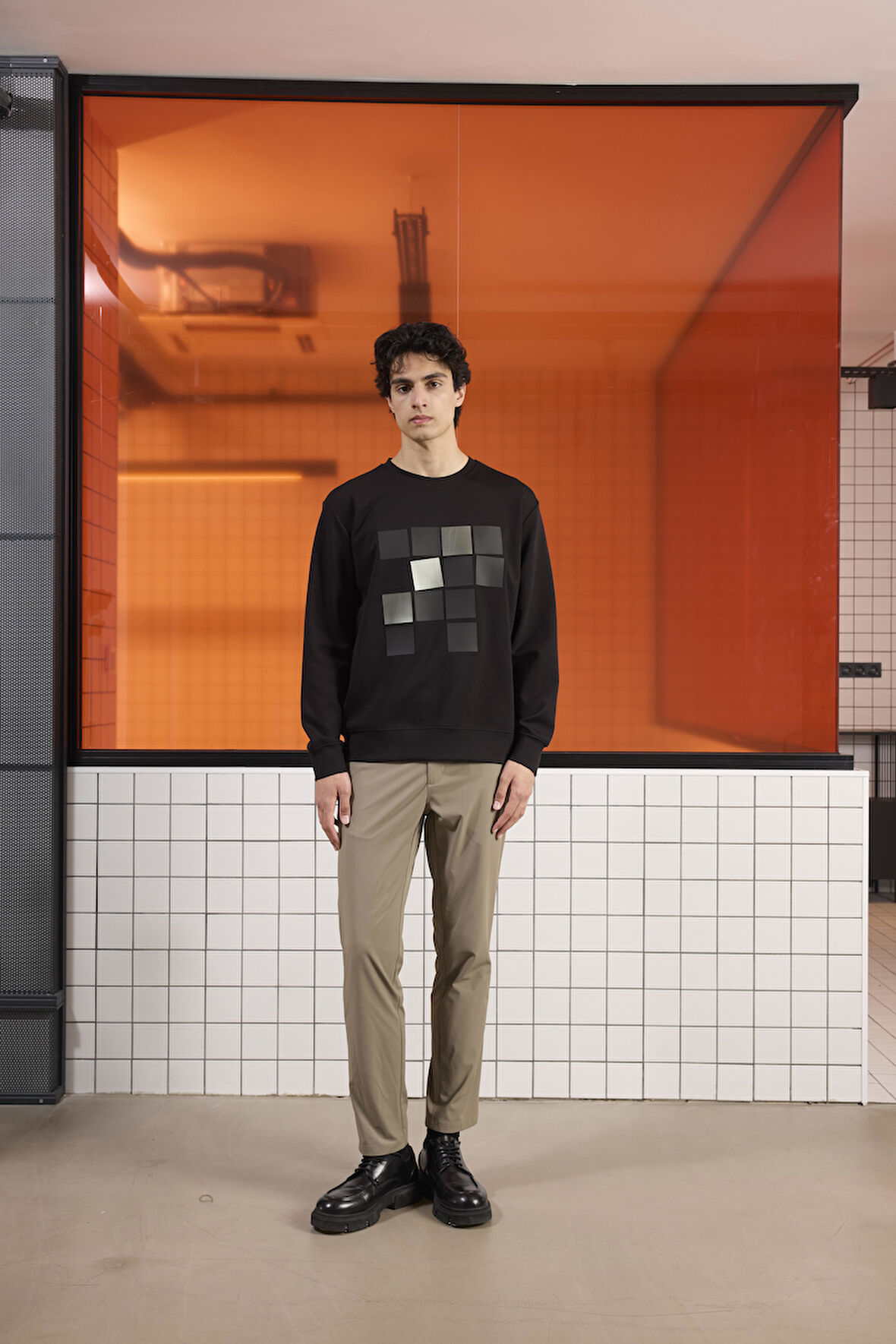 Bisiklet Yaka Baskılı Regular Fit Erkek Sweatshirt