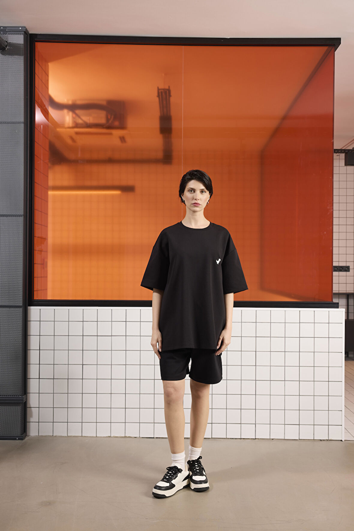Bisiklet Yaka Dinozor Baskılı Oversize Erkek T-shirt