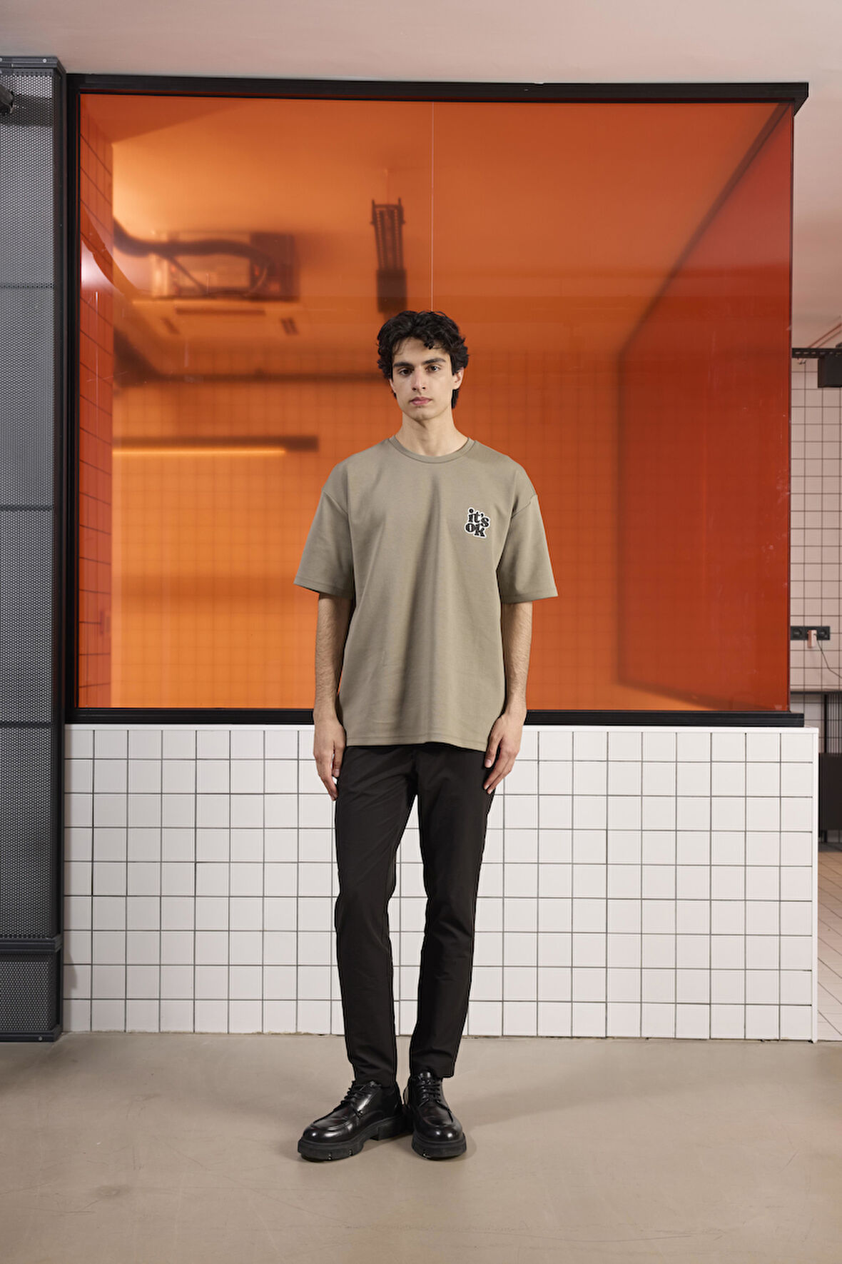 Bisiklet Yaka ITS OK Baskılı Erkek T-shirt