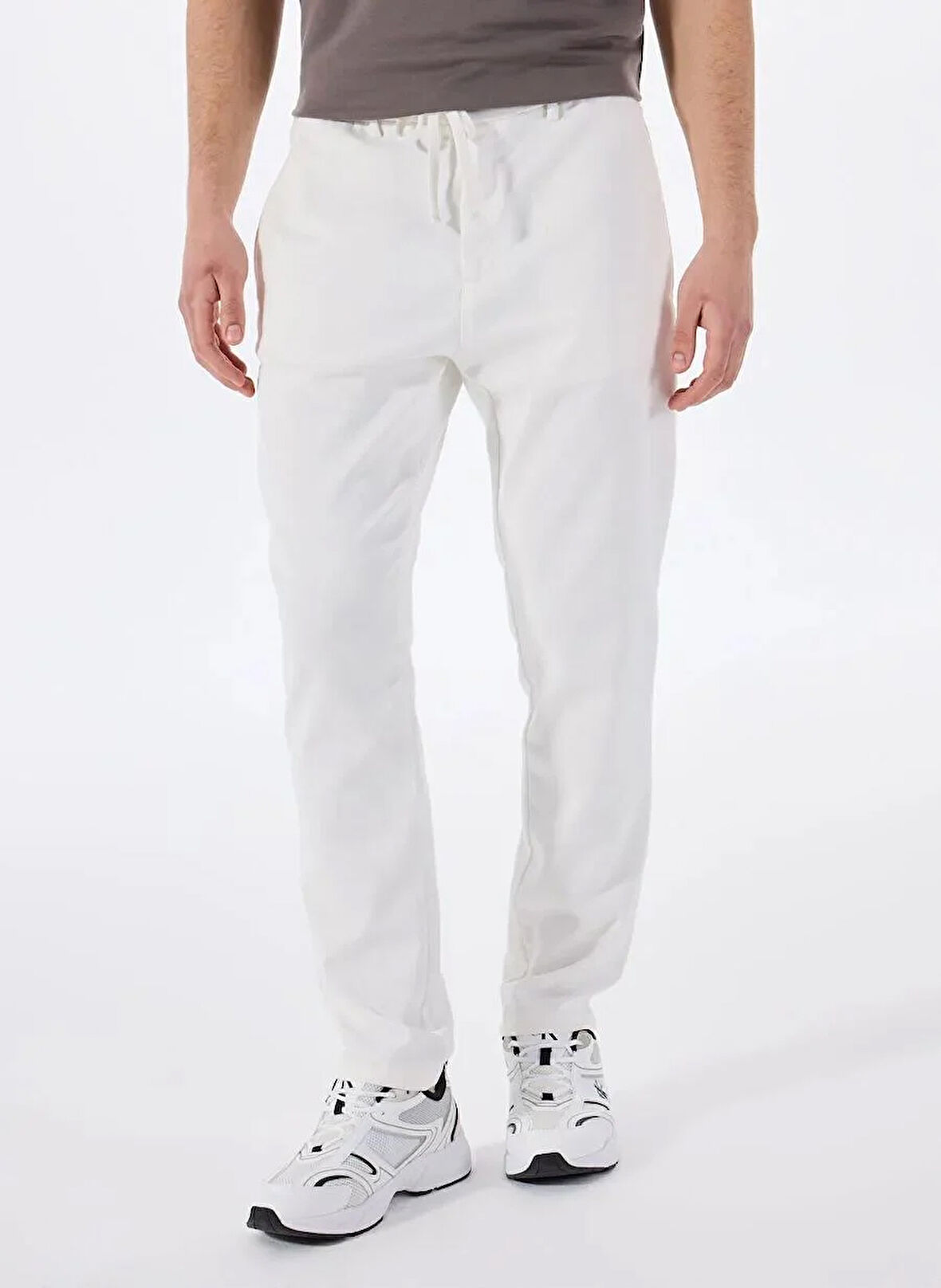 Beli Lastikli Dik Cep Arka Cep Çıtçıt Detaylı Erkek Pantolon