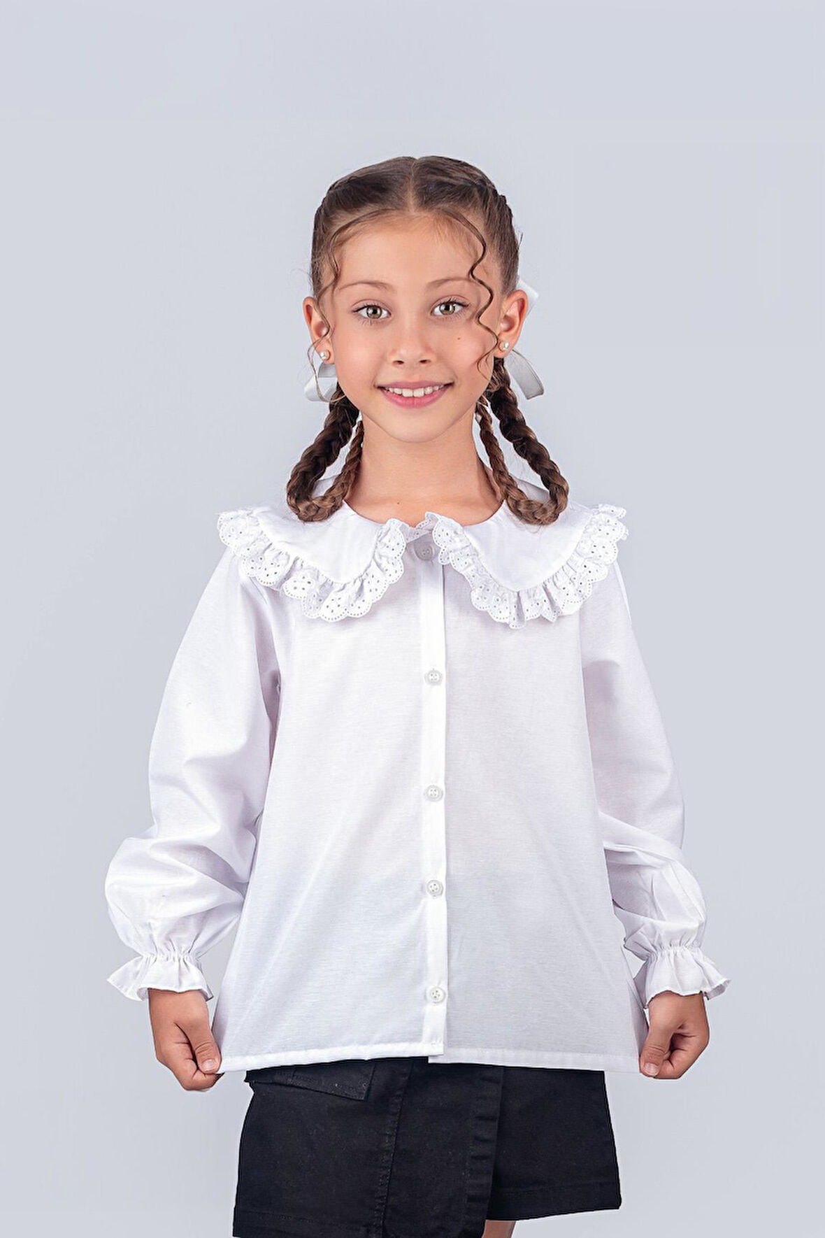 Kız Çocuk Okul Gömleği Fisto Yakalı 5-8 Yaş