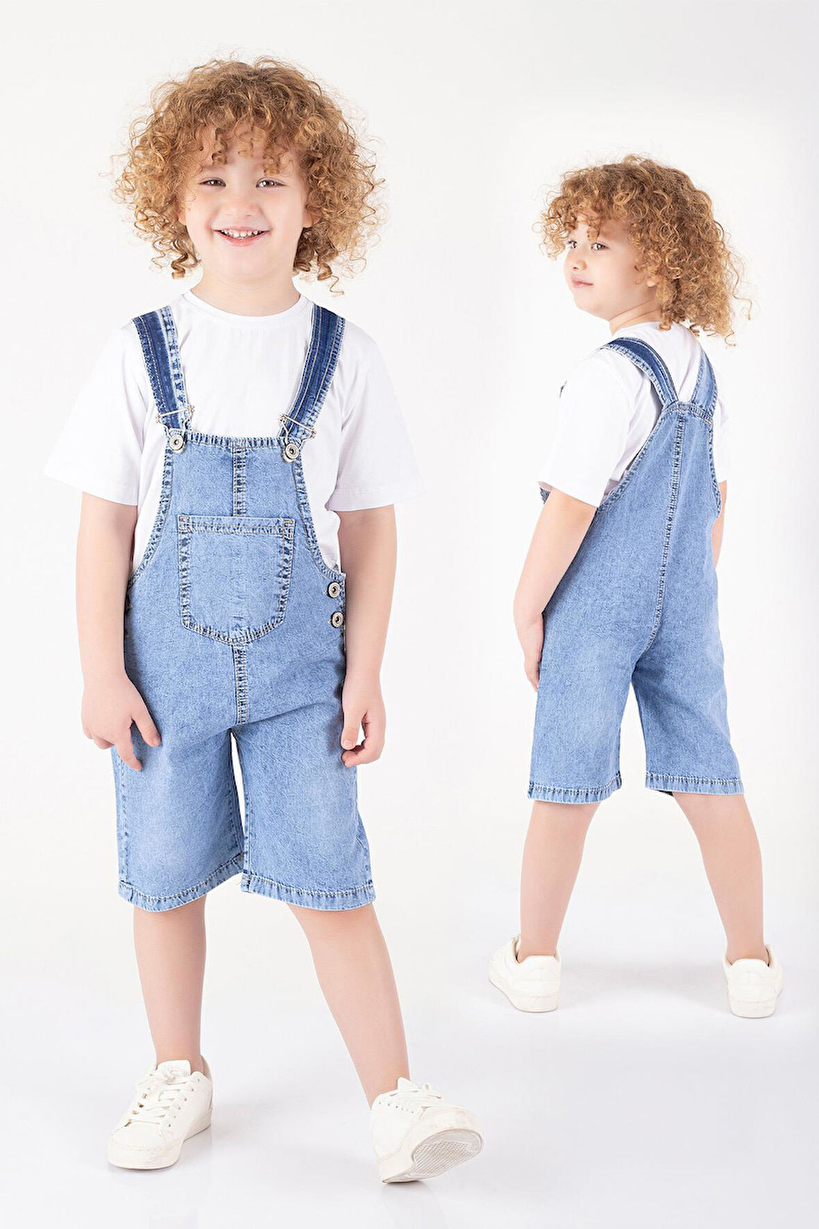 Erkek Çocuk Kot Salopet Şort Tulum Yazlık