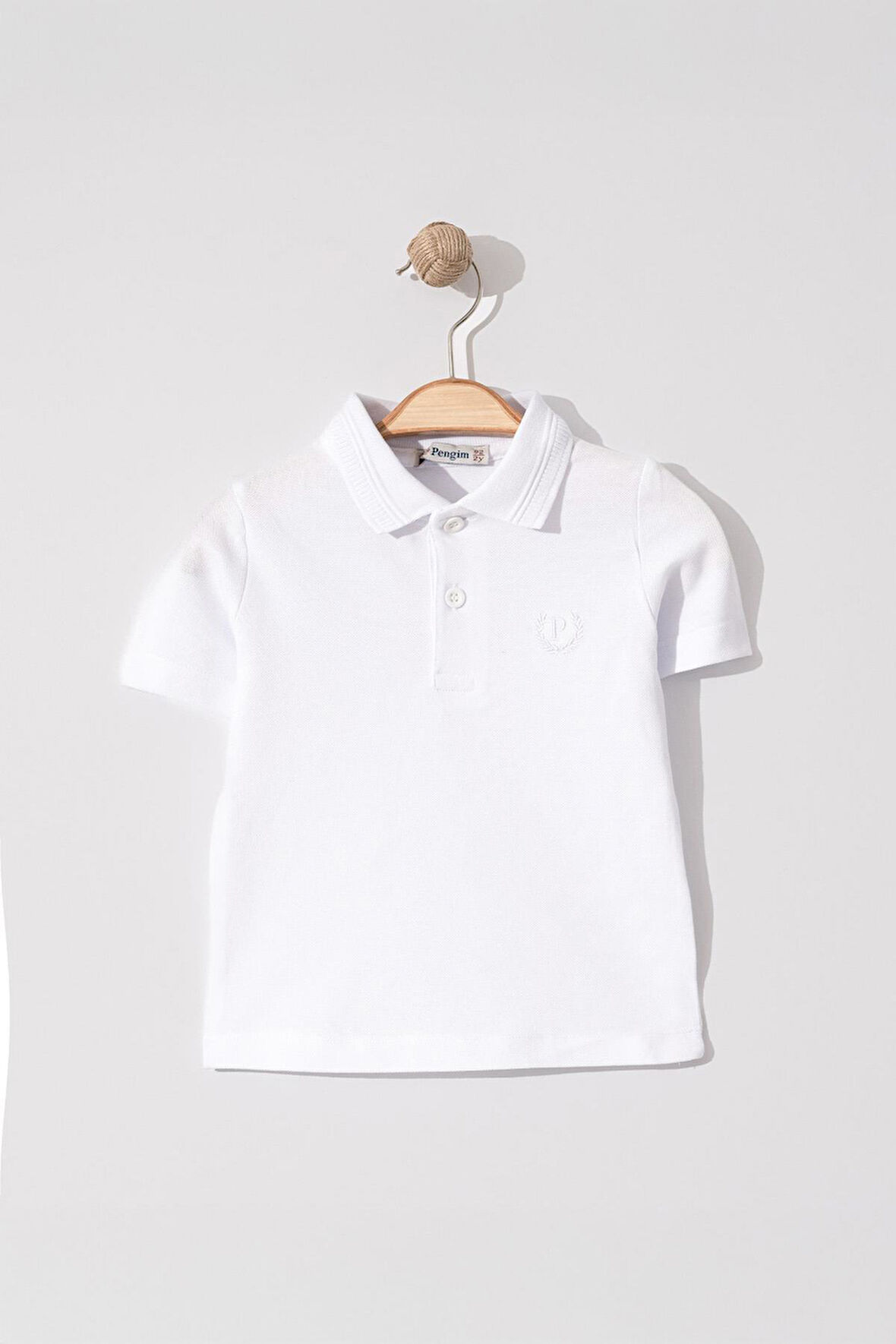 Erkek Çocuk Basic Beyaz Polo Yaka Tshirt 6-9 Yaş