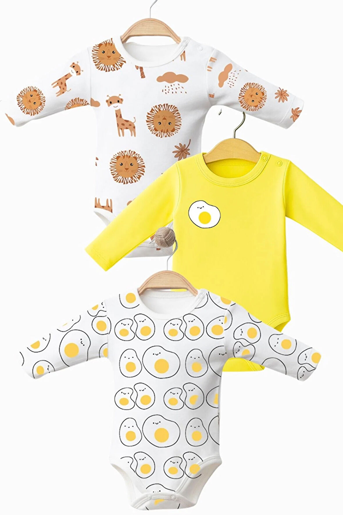 Uzun Kol Bebek Zıbın 3 Adet Eğlence Body
