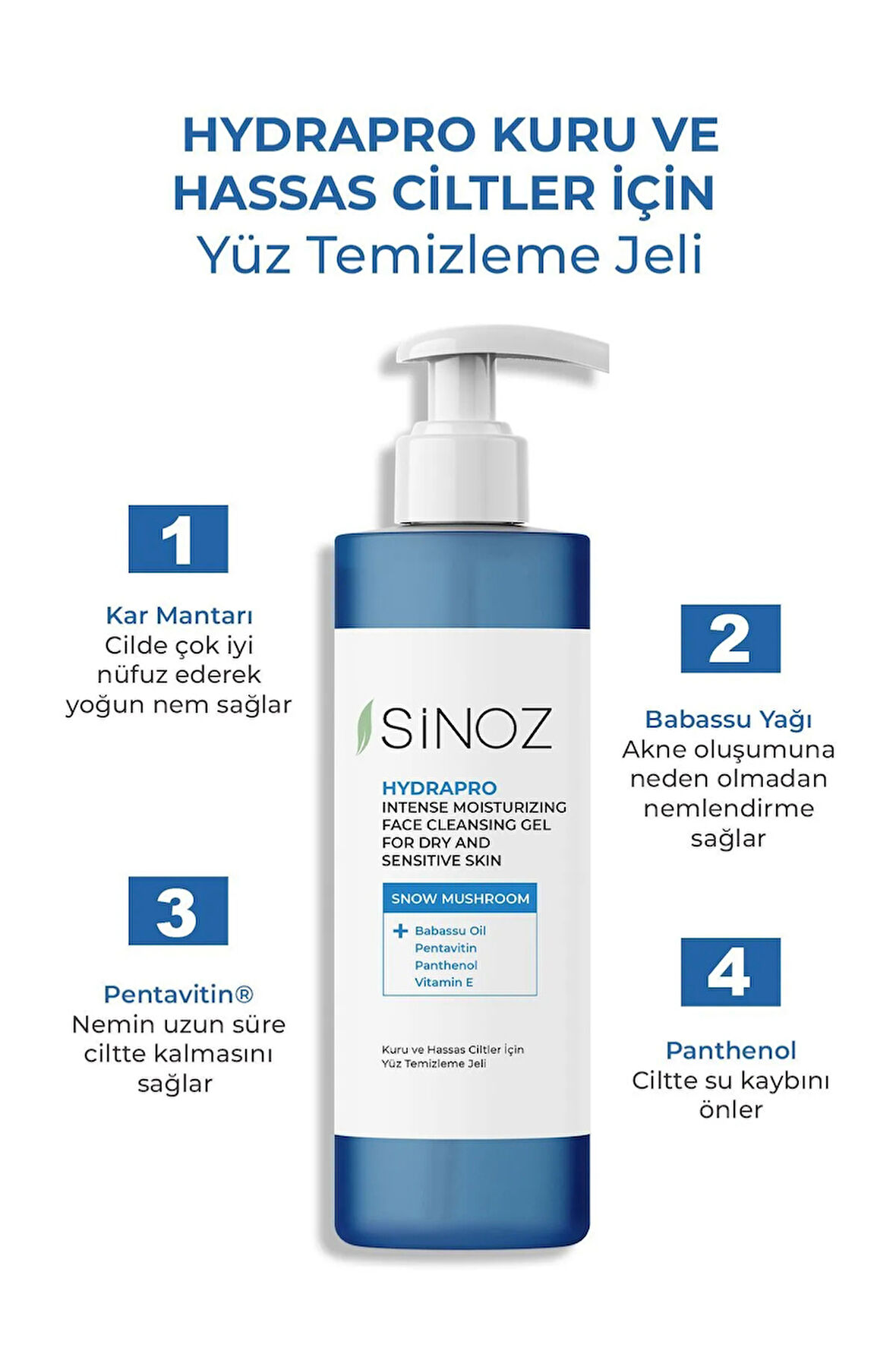 Sinoz Kuru ve Hassas Ciltler İçin Besleyici Yüz Temizleme Jeli 200 ml