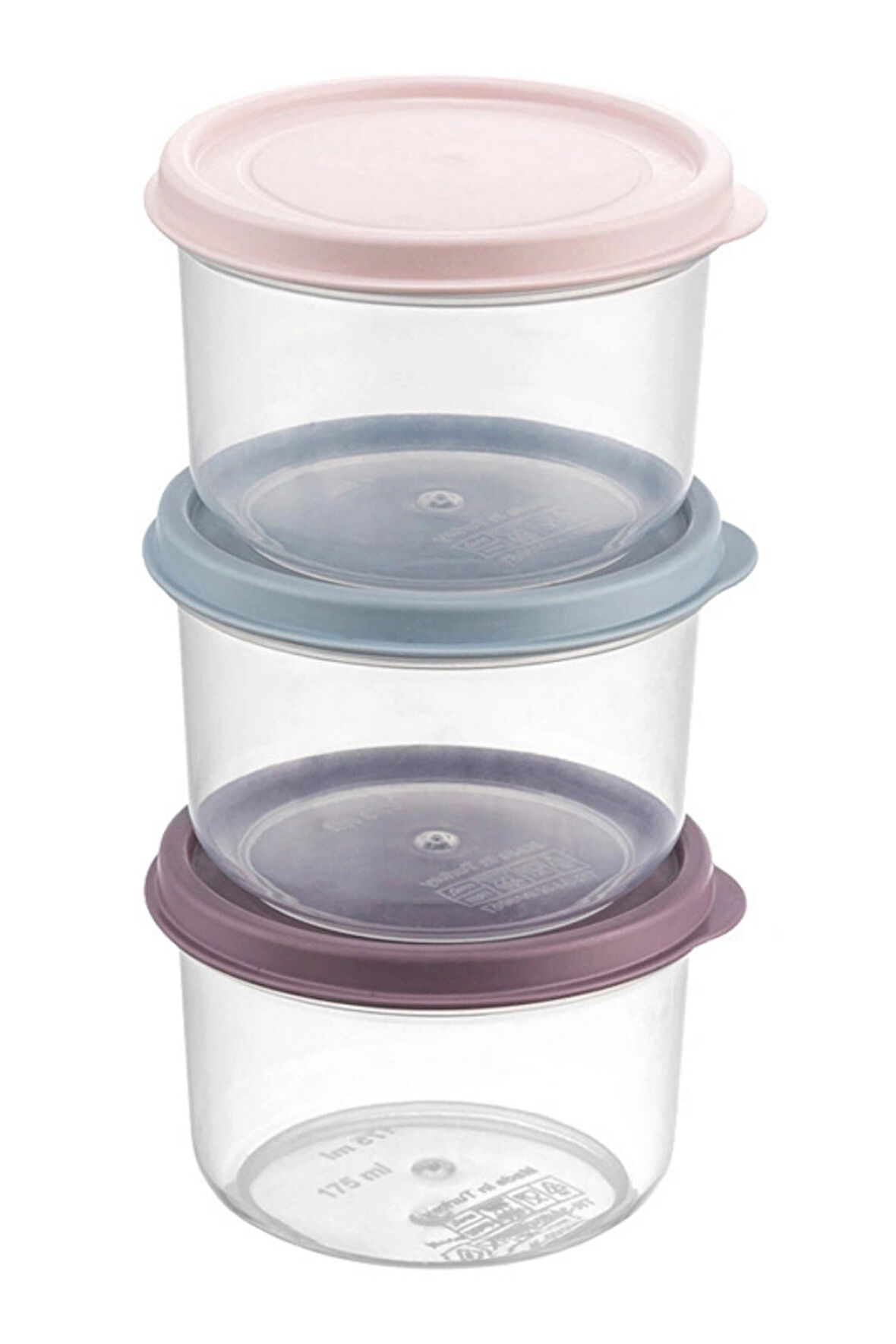 Çok Amaçlı 3'lü Mini Yuvarlak Saklama Kabı 175 ml