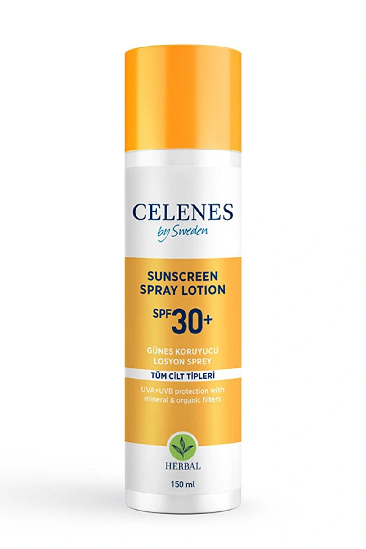 Celenes Herbal Güneş Koruyucu Losyon Sprey SPF 30+ – Bitkisel İçerikli Yüksek Koruma, 150 ml
