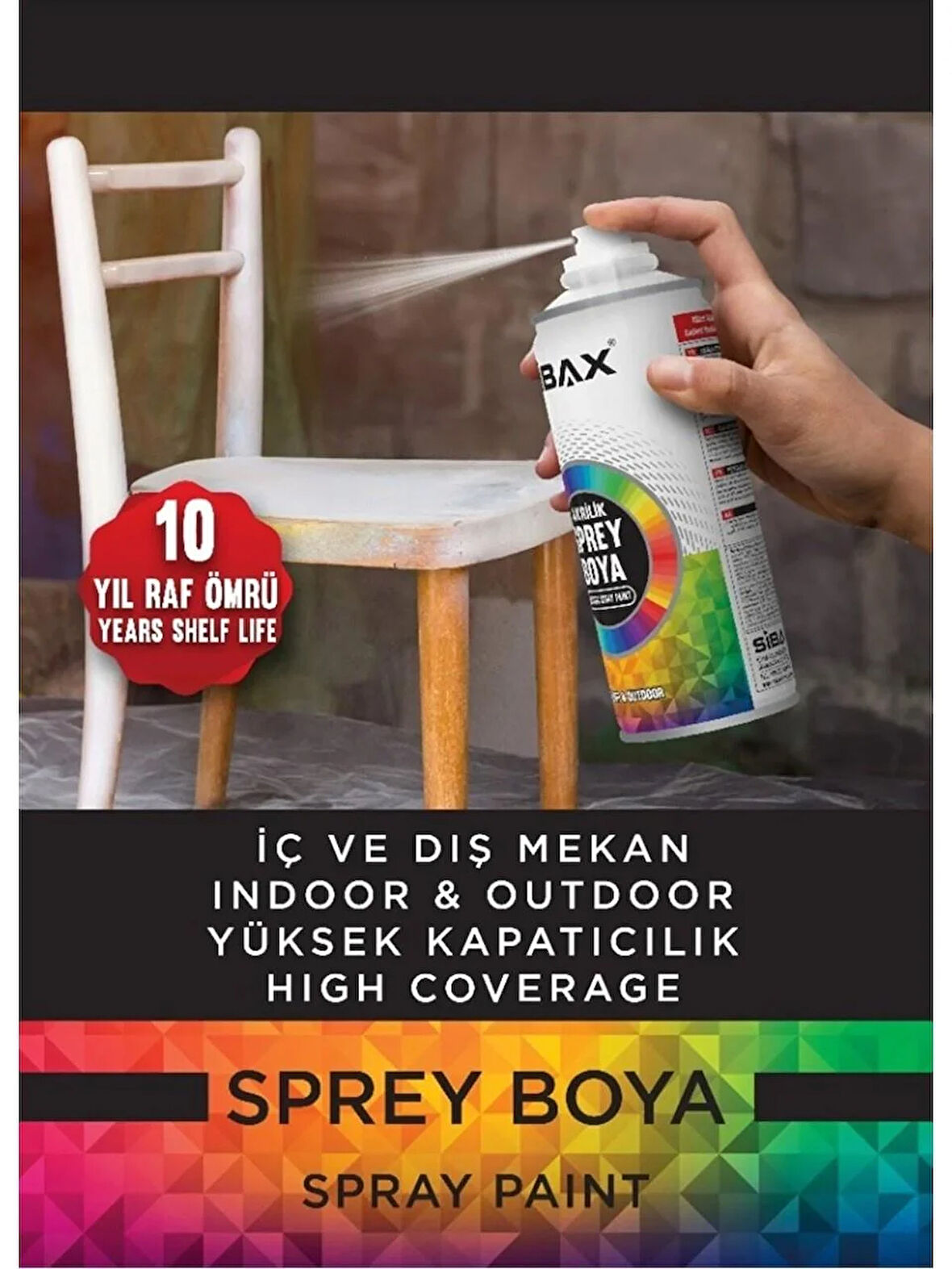 Sibax Akrilik Sprey Boya – 400 ml | Parlak Renkli Hızlı Kuruyan Boya | Metal, Ahşap, Cam, Plastik, Duvar Uyumlu | Tüm Renkler