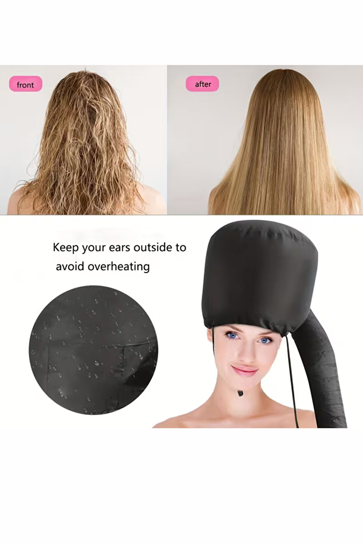Saç Kurutma ve Şekillendirme Şapkası – Ayarlanabilir Kayışlı, Hızlı Kuruyan Saç Kurutma Makinesi Başlığı | Unisex, Tüm Saç Tipleri İçin Uygun | Salon & Ev Kullanımı | Yumuşak Pastel Renkler (Siyah veya Gri Rastgele Gönderim)