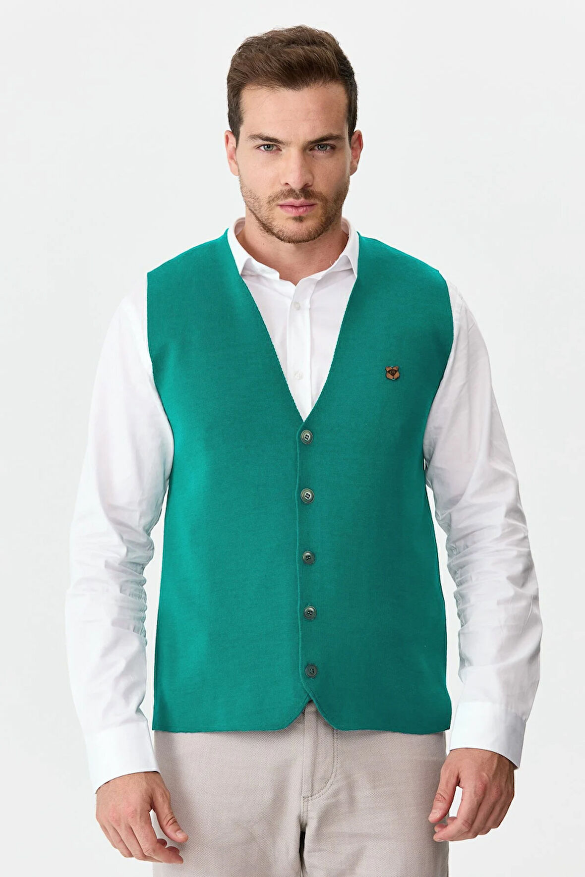 Erkek İnce Triko Düz Yelek Ö.Başı