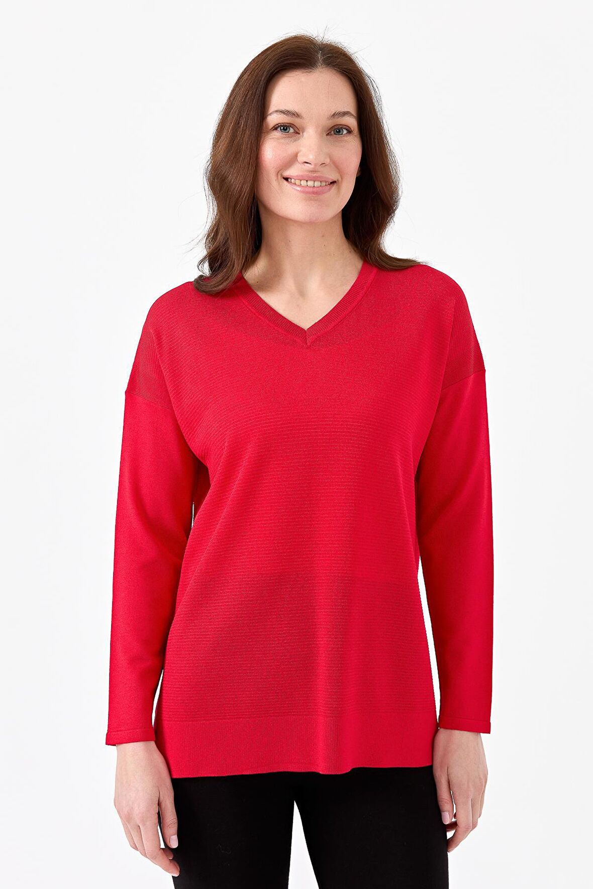 Kadın V Yaka İnce Bluz N.Çiçeği