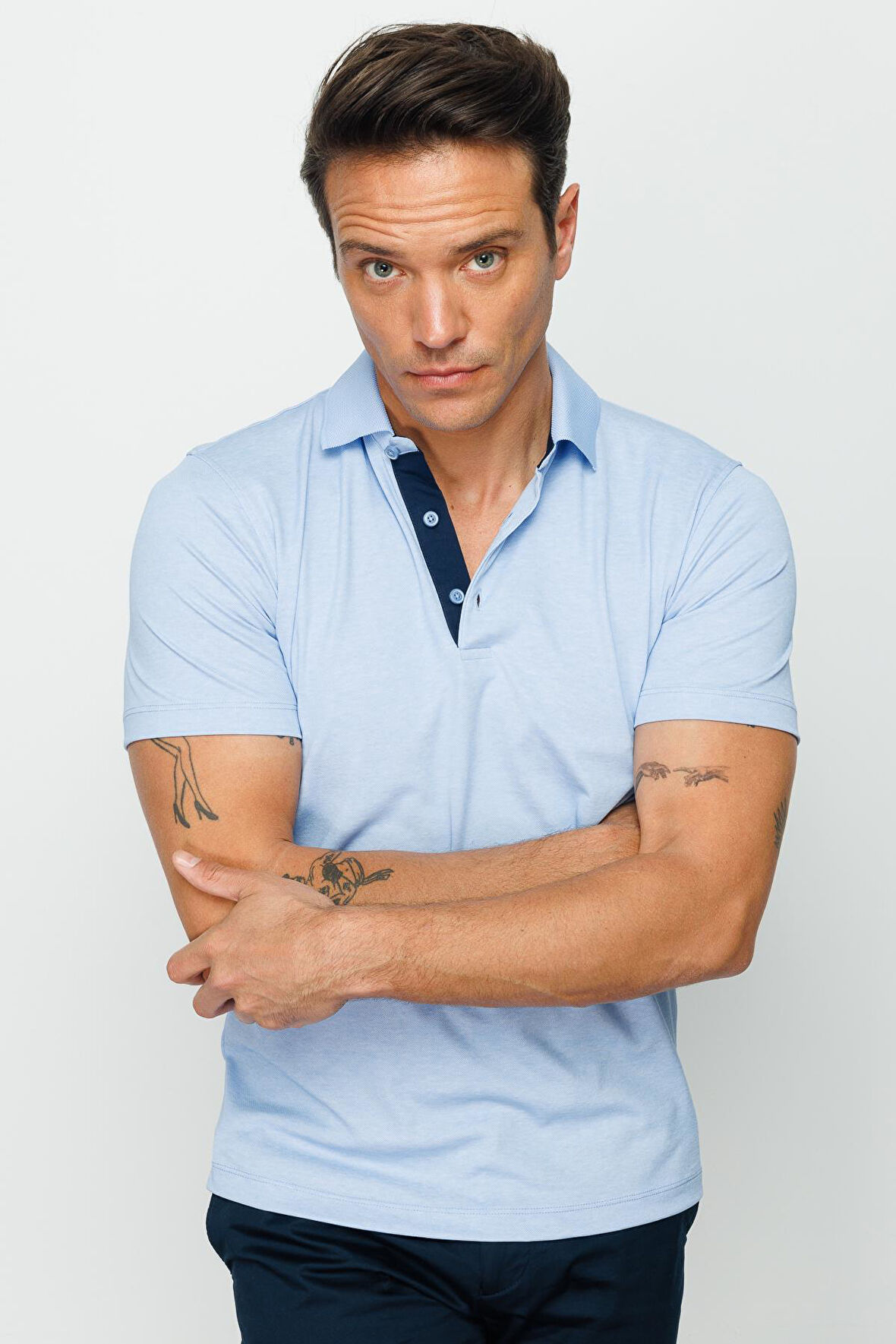 Erkek Polo Yaka T-shirt Mavi