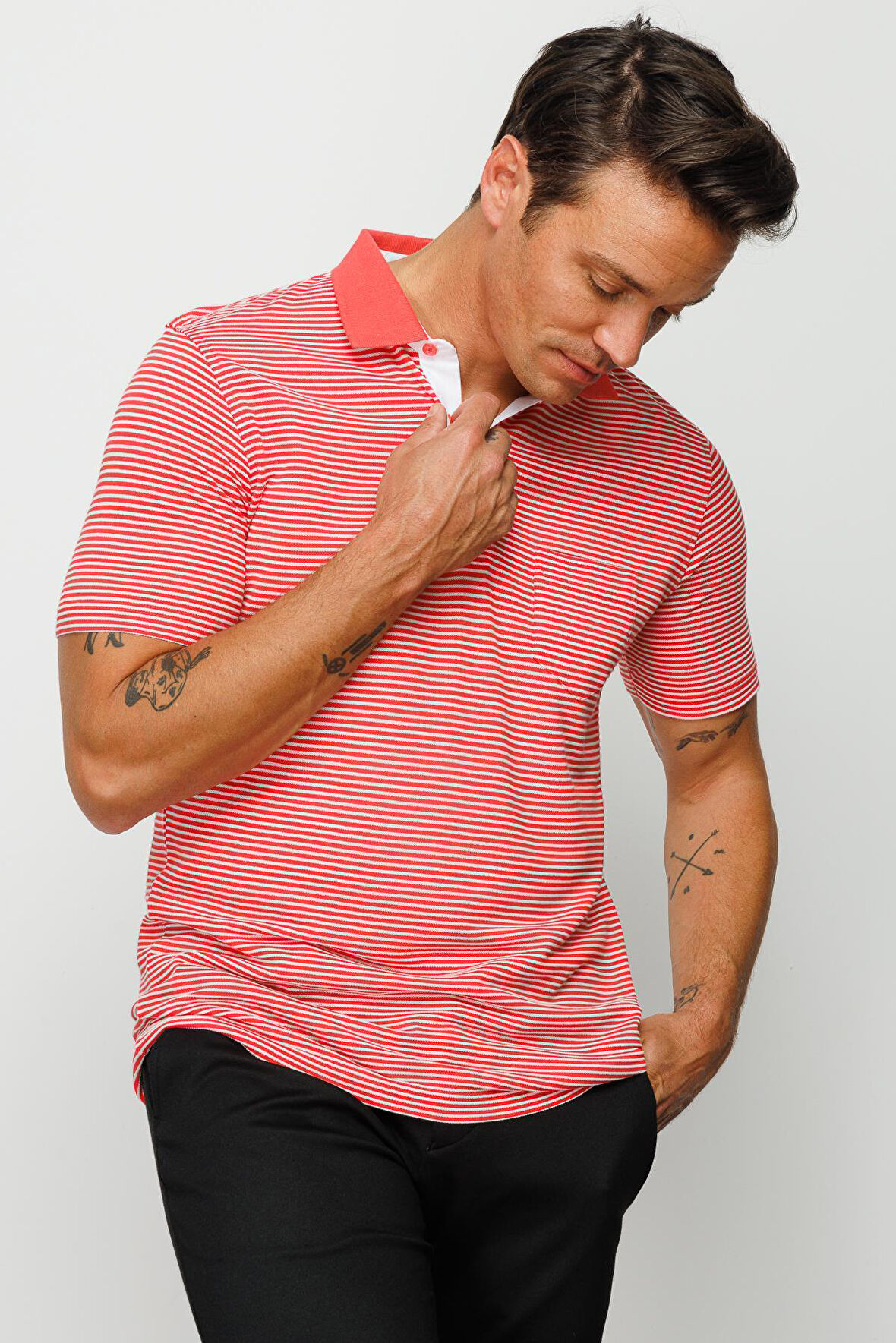 Erkek Merserize T-shirt Kırmızı