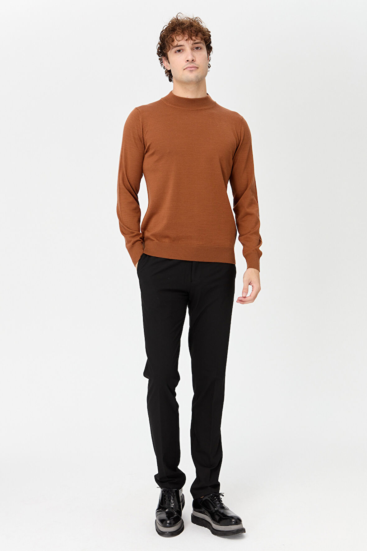 Erkek Basic Yarım Balıkçı İnce Triko Kazak K.taba