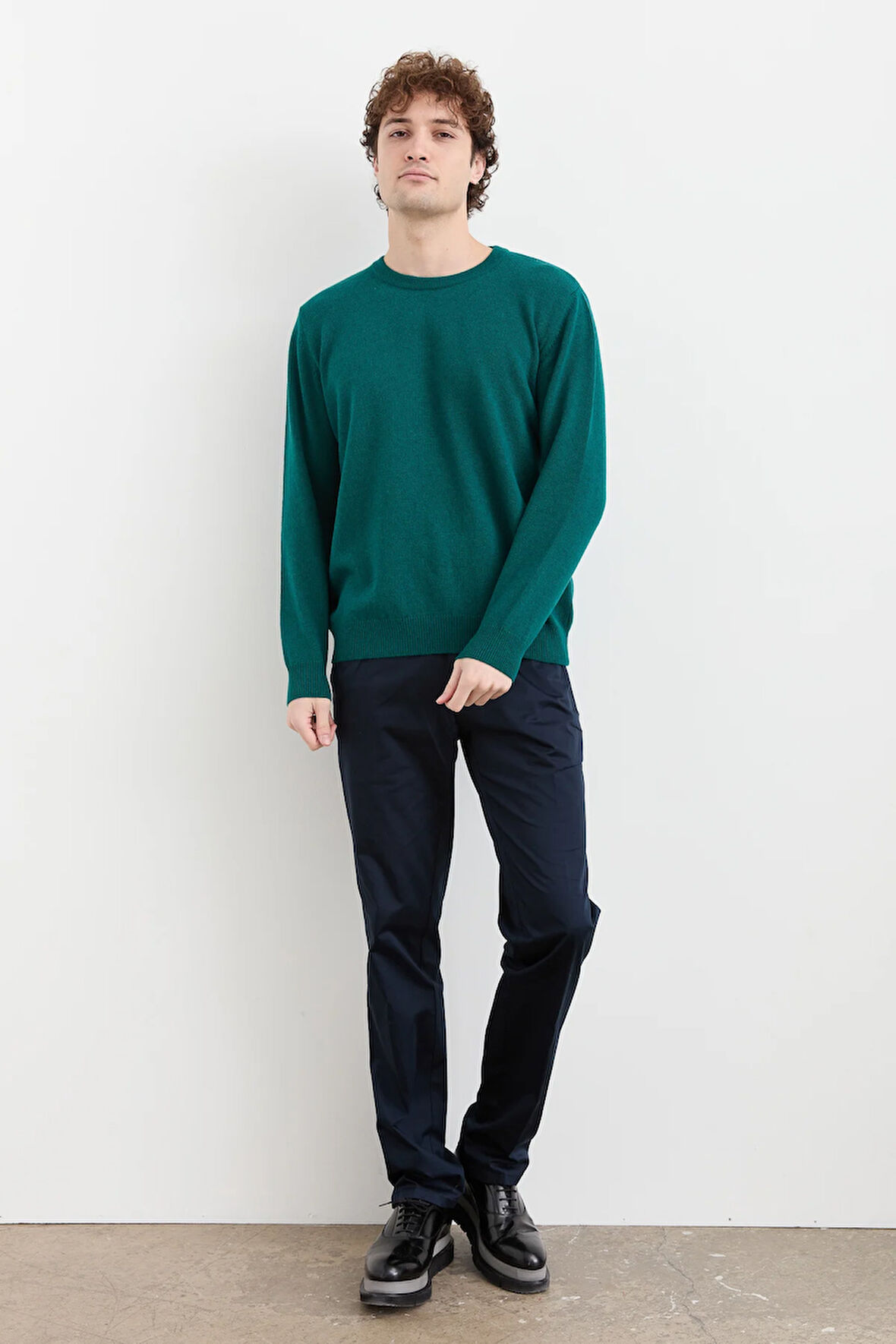 Erkek Sıfır Yaka Klasik Yün Kazak K.Ö.başı