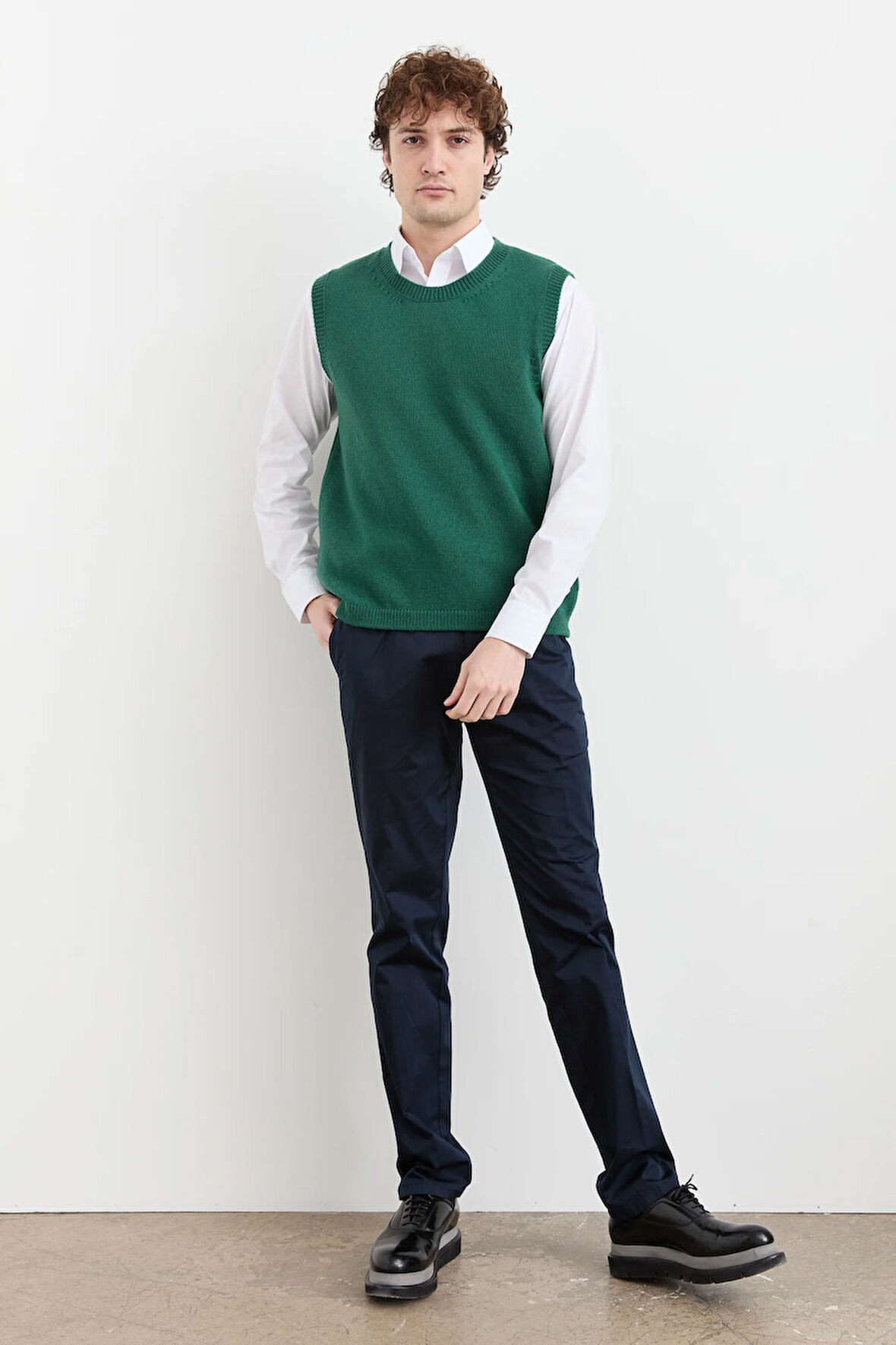 Erkek Sıfır Yaka Klasik Yün Süveter Ö.Başı