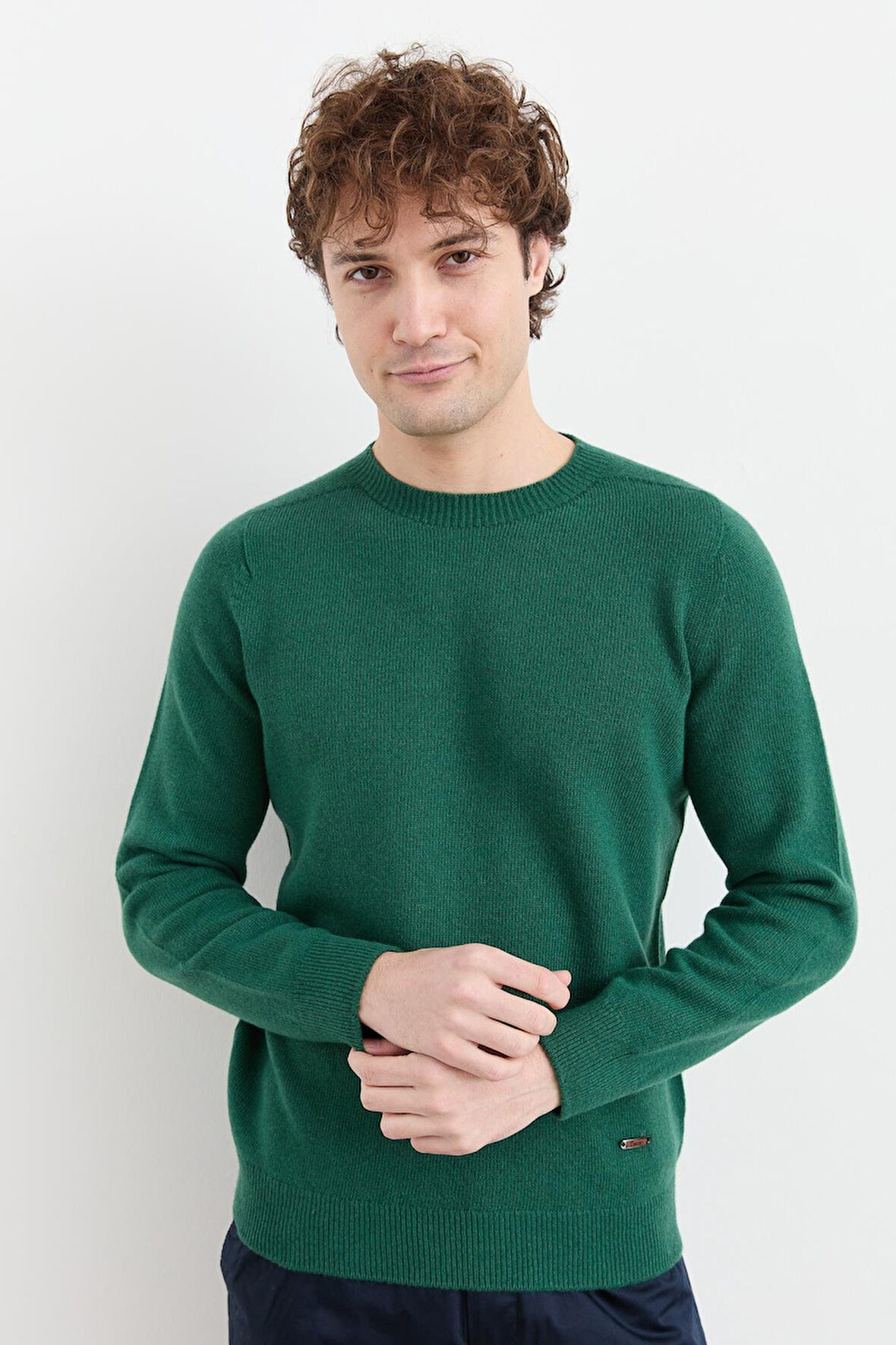 Erkek Sıfır Yaka Basic Yün Kazak Ö.Başı